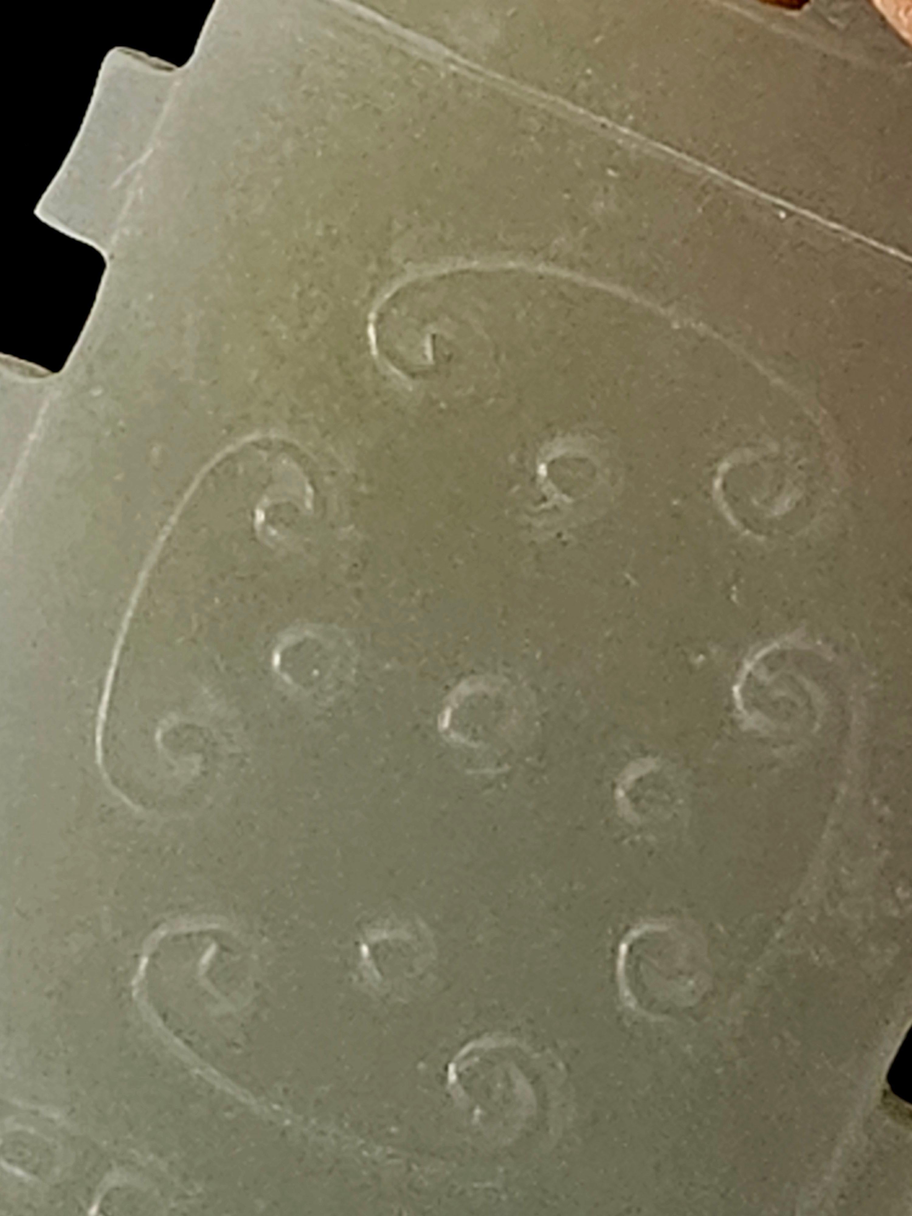 Antique Chinese Carved Celadon axe shaped Jade Pendant, 19th C. 6