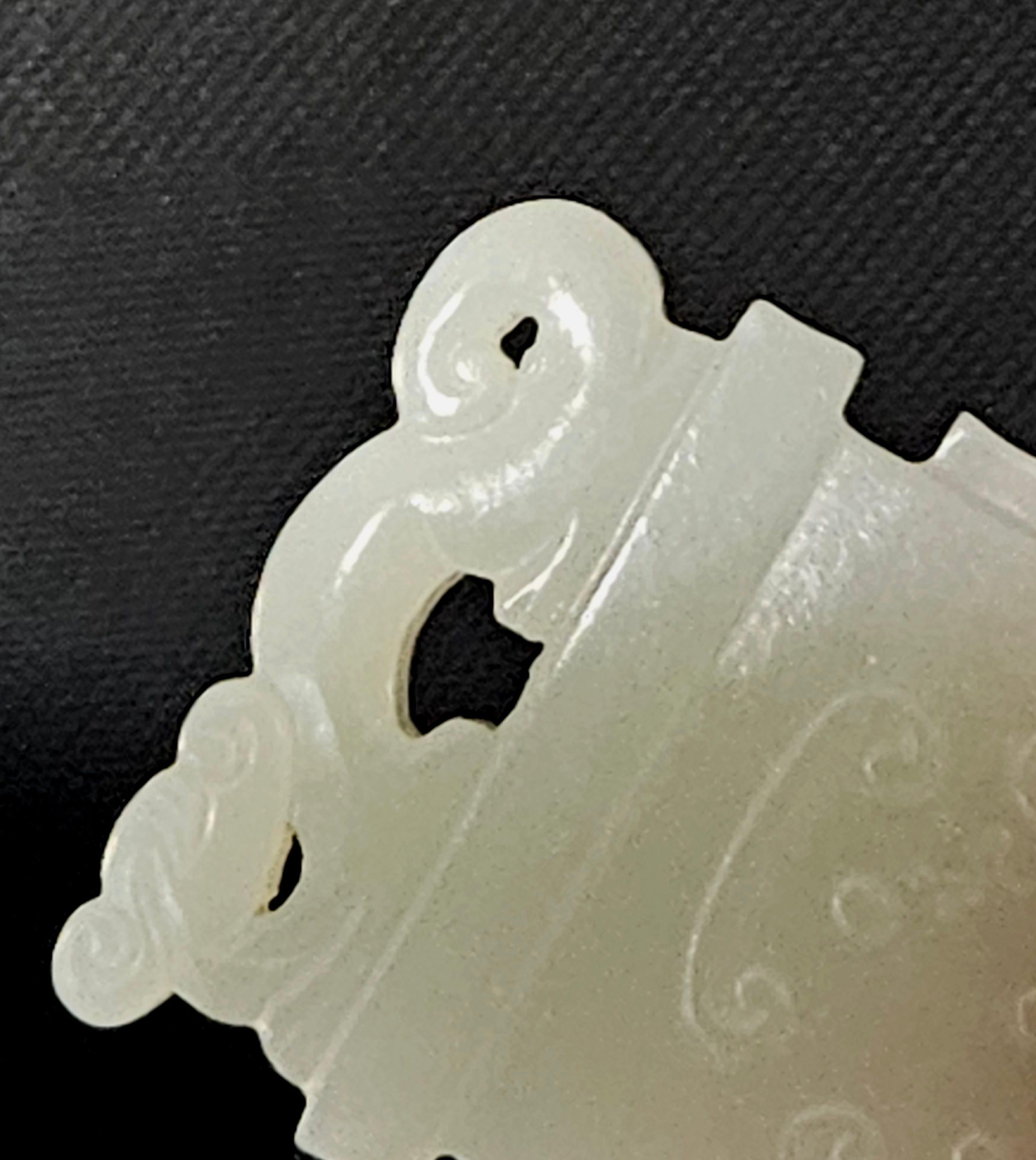 19th Century Antique Chinese Carved Celadon axe shaped Jade Pendant, 19th C.