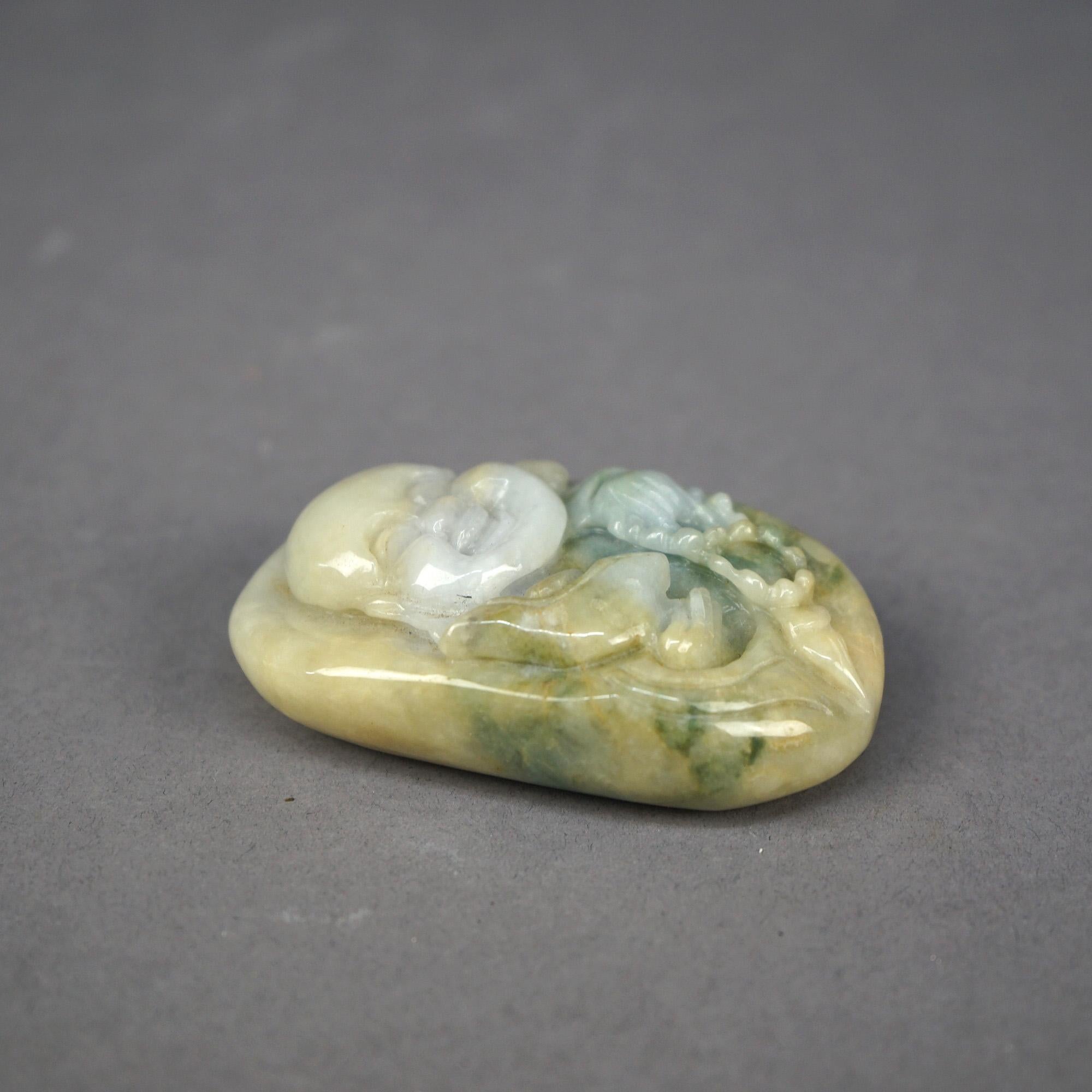 Antique Chinese Carved Celadon Jade Buddha, 19th C In Good Condition For Sale In Big Flats, NY