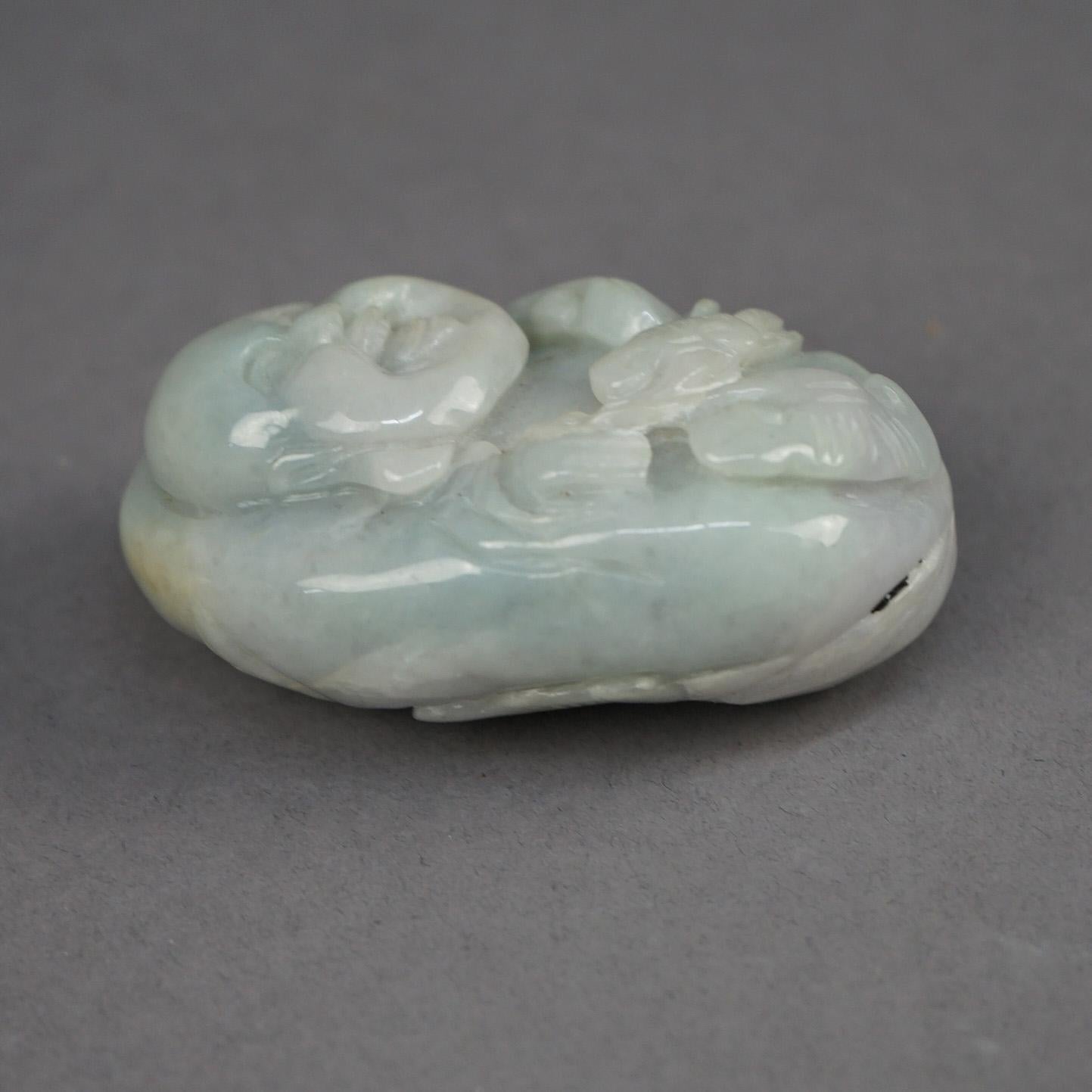 Antique Chinese Carved Celadon Jade Buddha, 19th C In Good Condition For Sale In Big Flats, NY