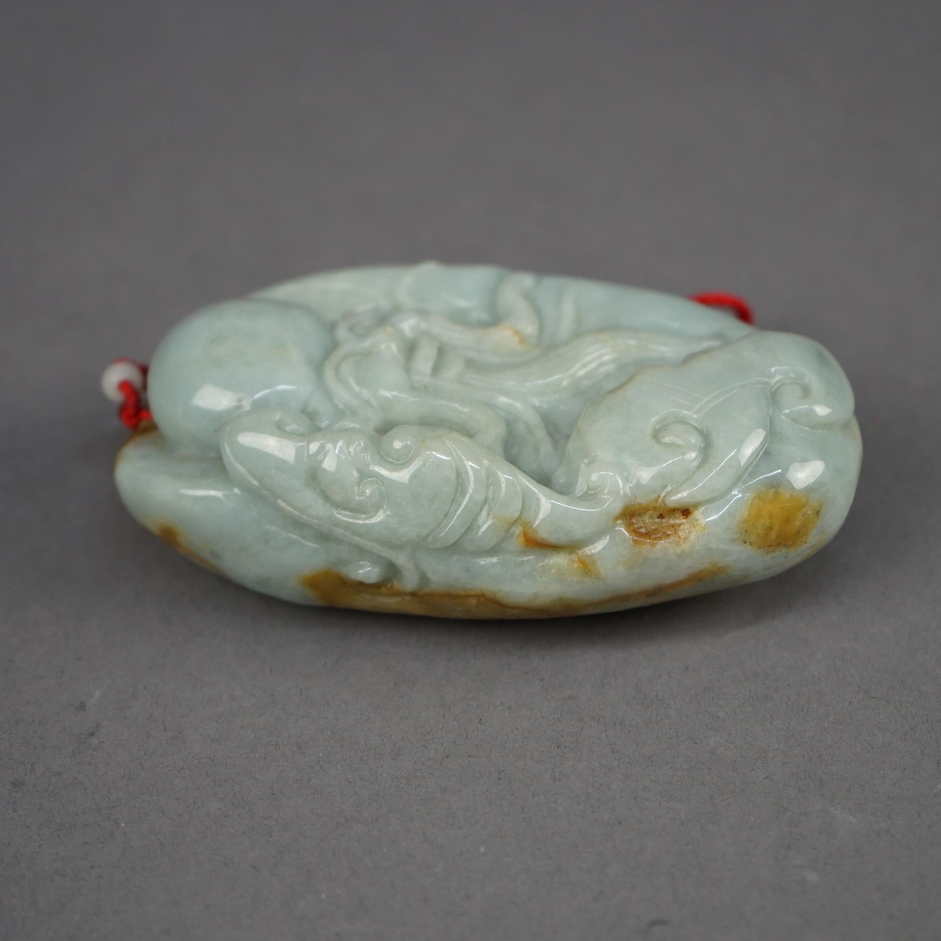 Antique Chinese Carved Celadon Jade Wise Man Octopus 19th C In Good Condition For Sale In Big Flats, NY