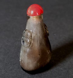 Antique Chinese Carved Dark Rock Crystal Snuff Bottle, 19th Century