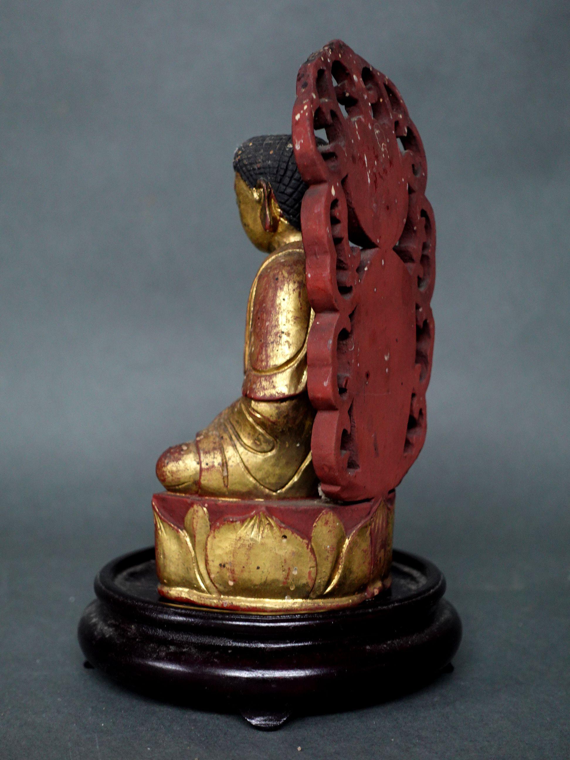 Antique Chinese Carved Gilt Buddha, 1800s, Ric.00040 For Sale 2