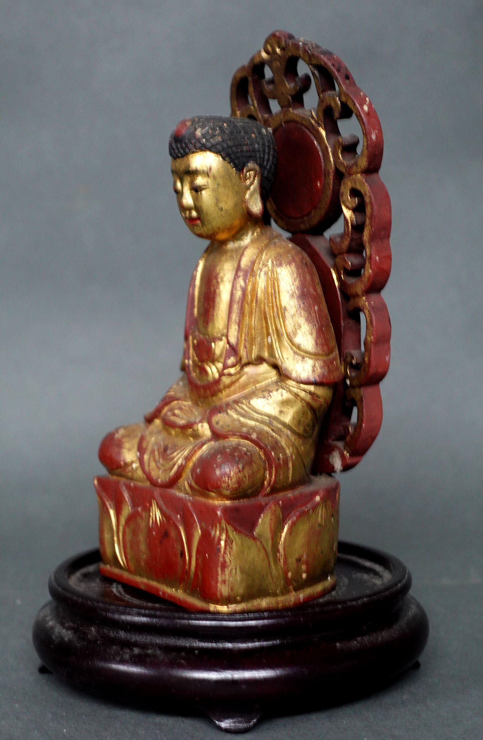 Antique Chinese Carved Gilt Buddha, 1800s, Ric.00040 For Sale 4