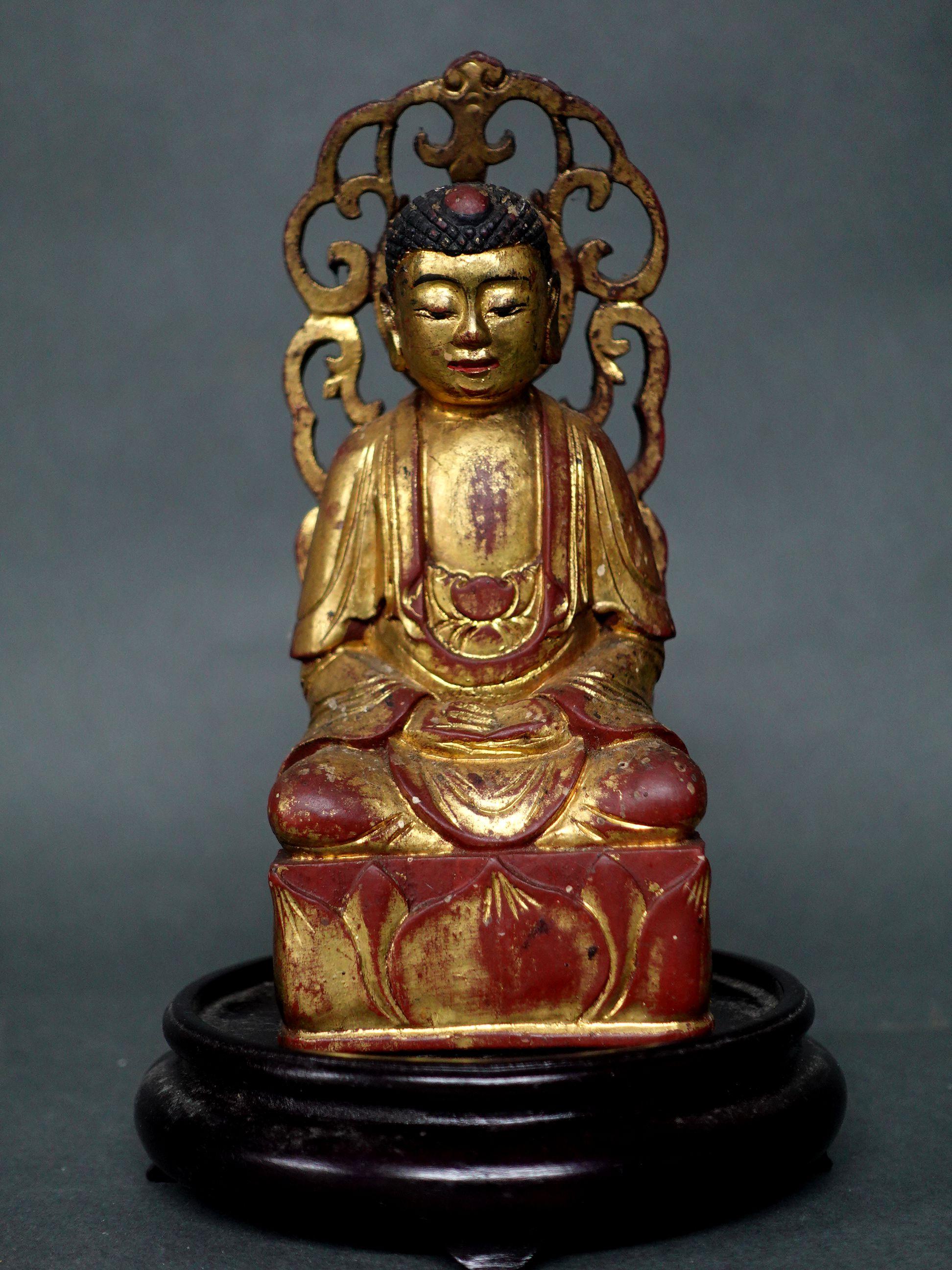 Antique Chinese Carved Gilt Buddha, 1800s, Ric.00040 For Sale 5