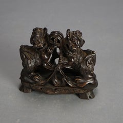 Antique Chinese Carved Hardstone Foo Dogs C1920