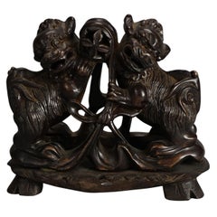Antique Chinese Carved Hardstone Foo Dogs C1920