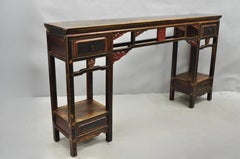 Antique Chinese Carved Hardwood Altar Console Table Sideboard Buffet w/ Drawers