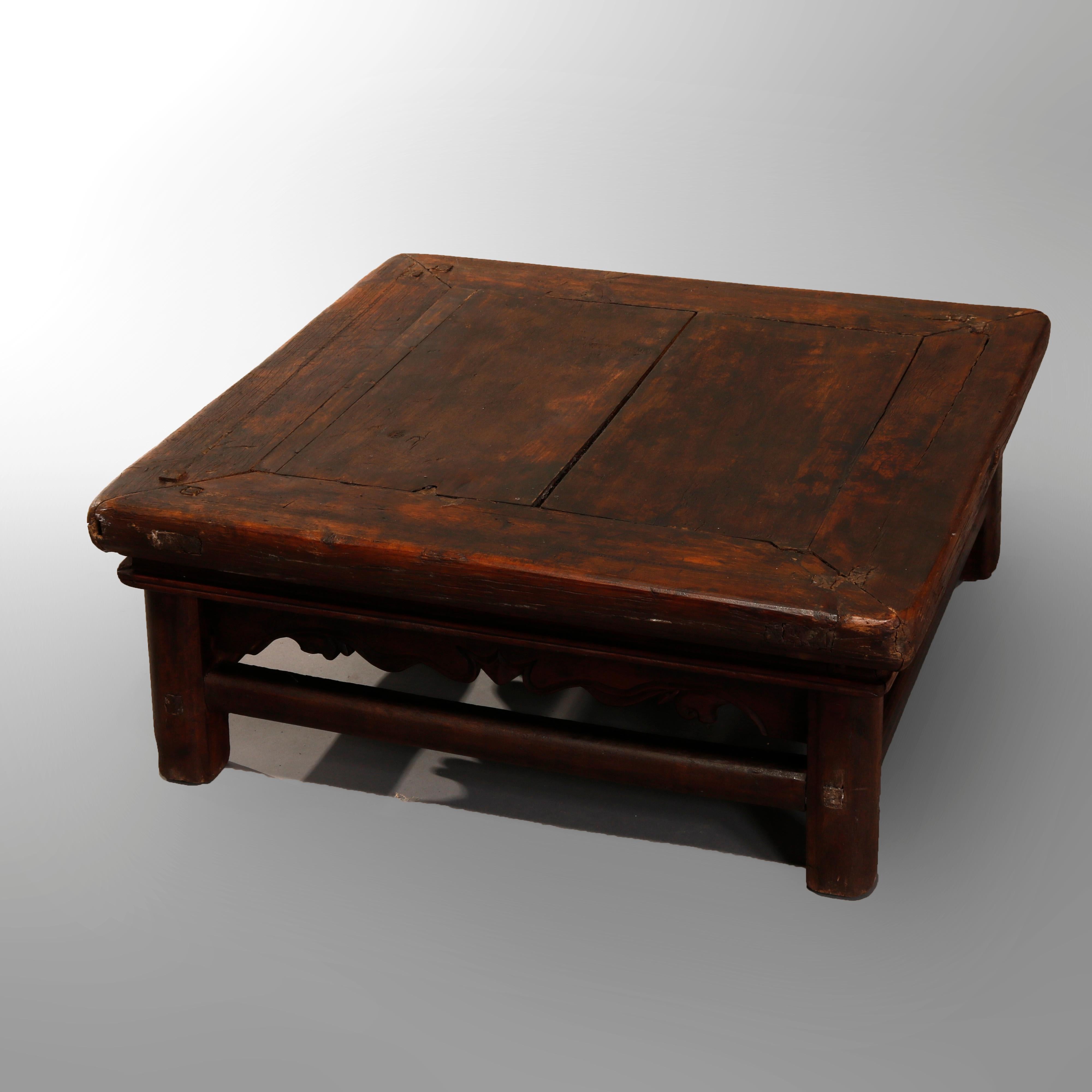 Antique Chinese Carved Hardwood Low Table, 19th Century In Good Condition In Big Flats, NY