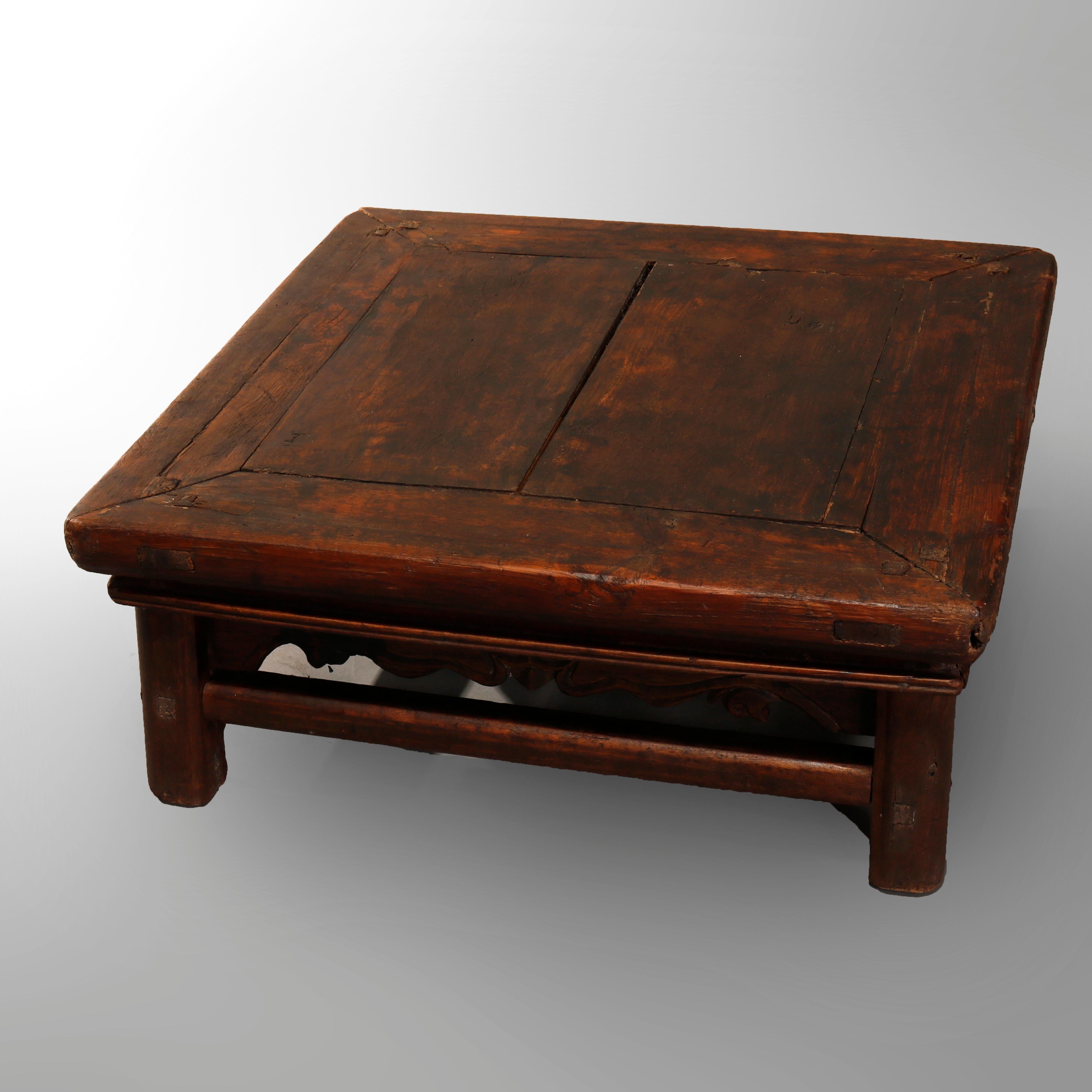 Wood Antique Chinese Carved Hardwood Low Table, 19th Century