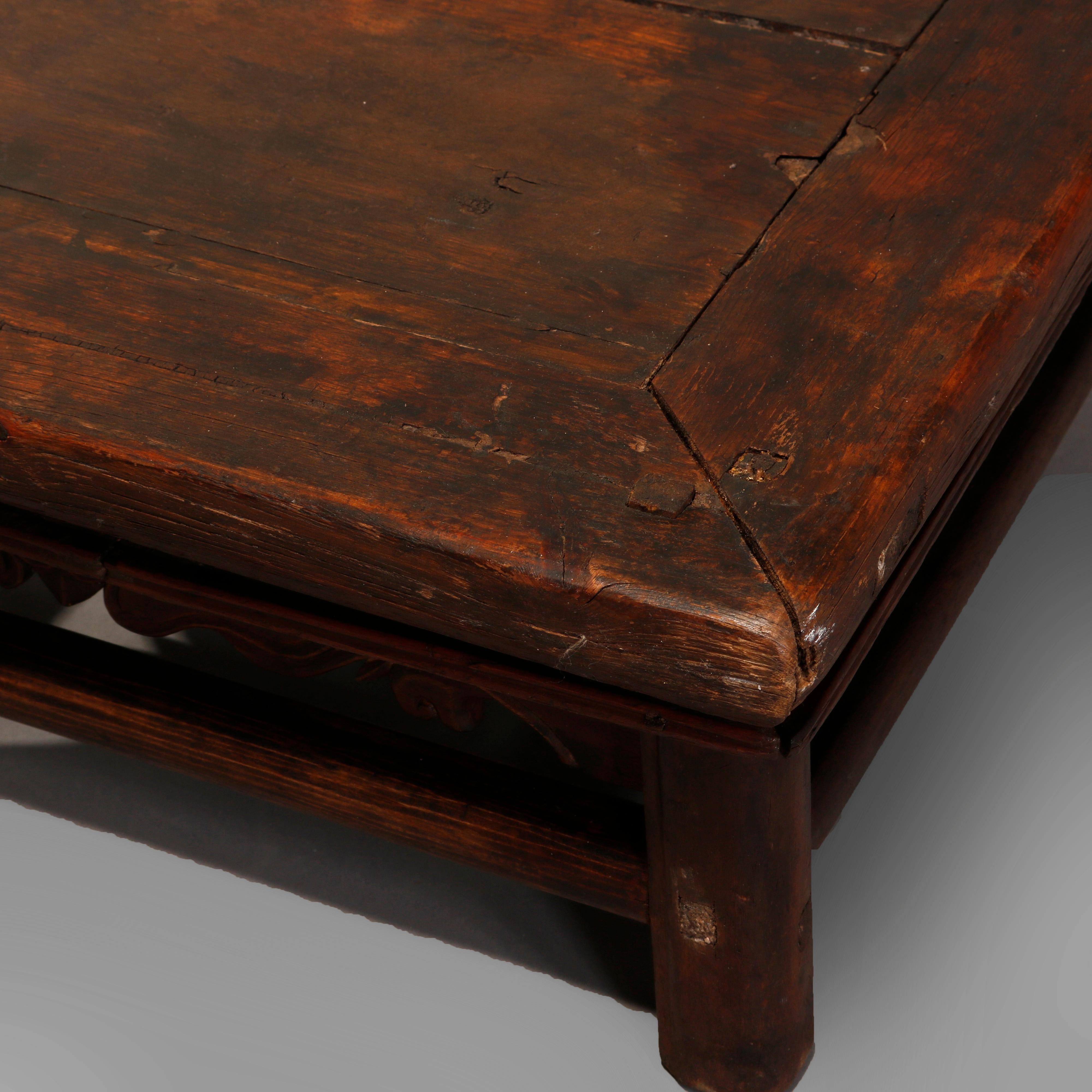 Antique Chinese Carved Hardwood Low Table, 19th Century 1
