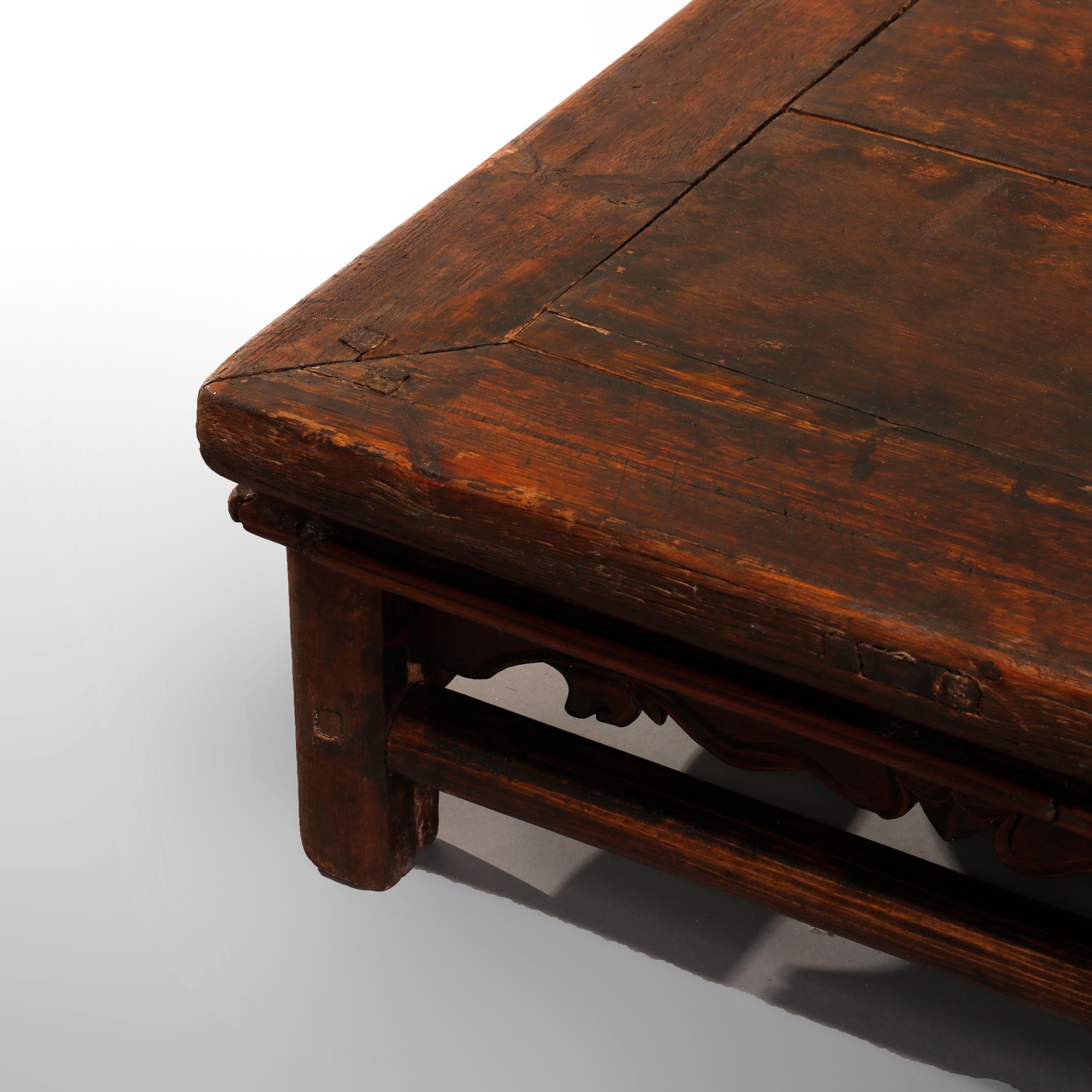 Antique Chinese Carved Hardwood Low Table, 19th Century 4