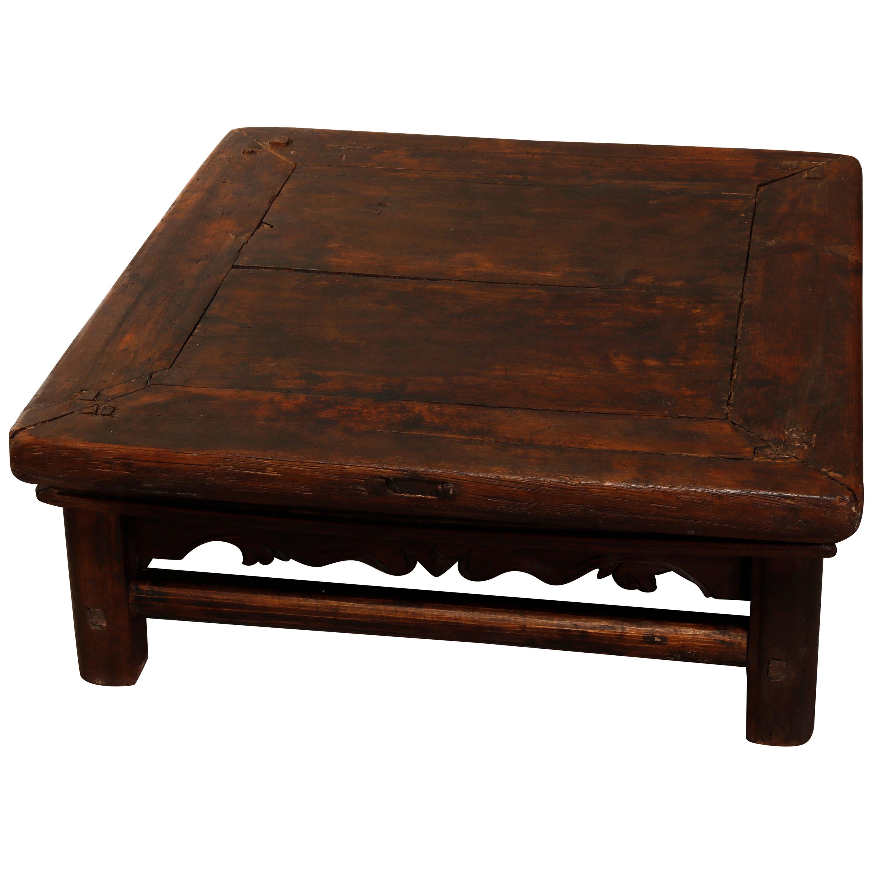 Antique Chinese Carved Hardwood Low Table, 19th Century