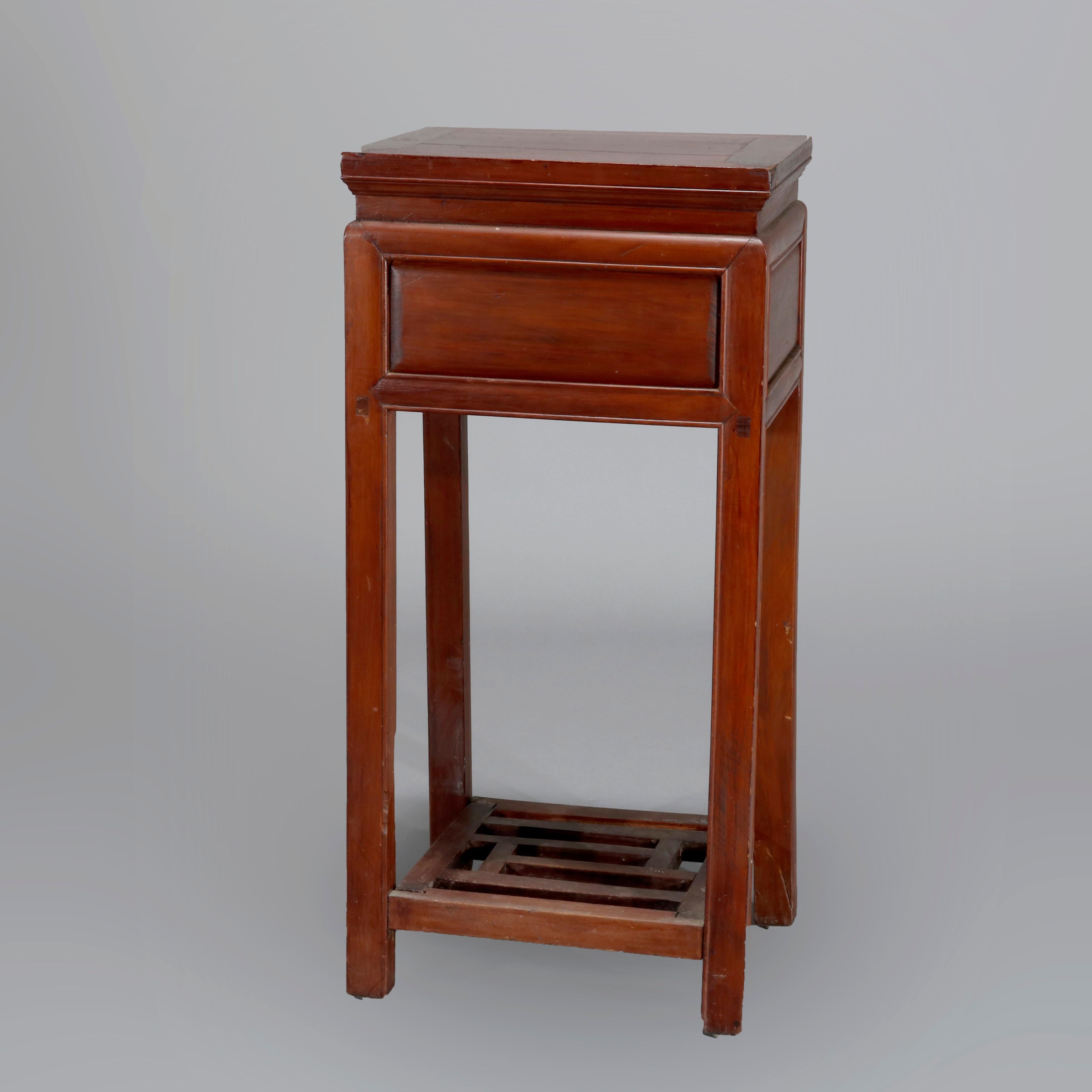 Antique Chinese Carved Hardwood Single Drawer Side Table, 19th Century 6