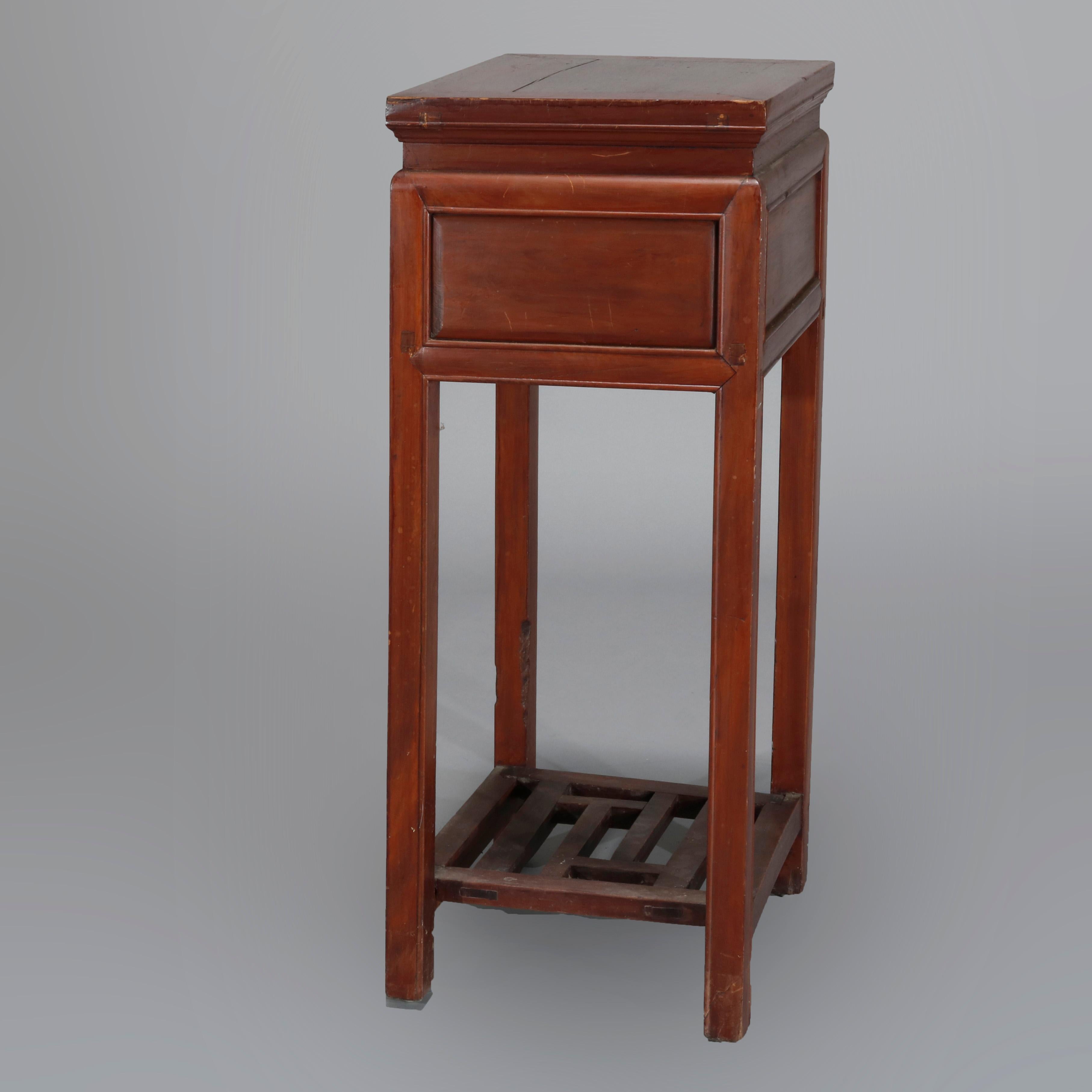 Antique Chinese Carved Hardwood Single Drawer Side Table, 19th Century 7