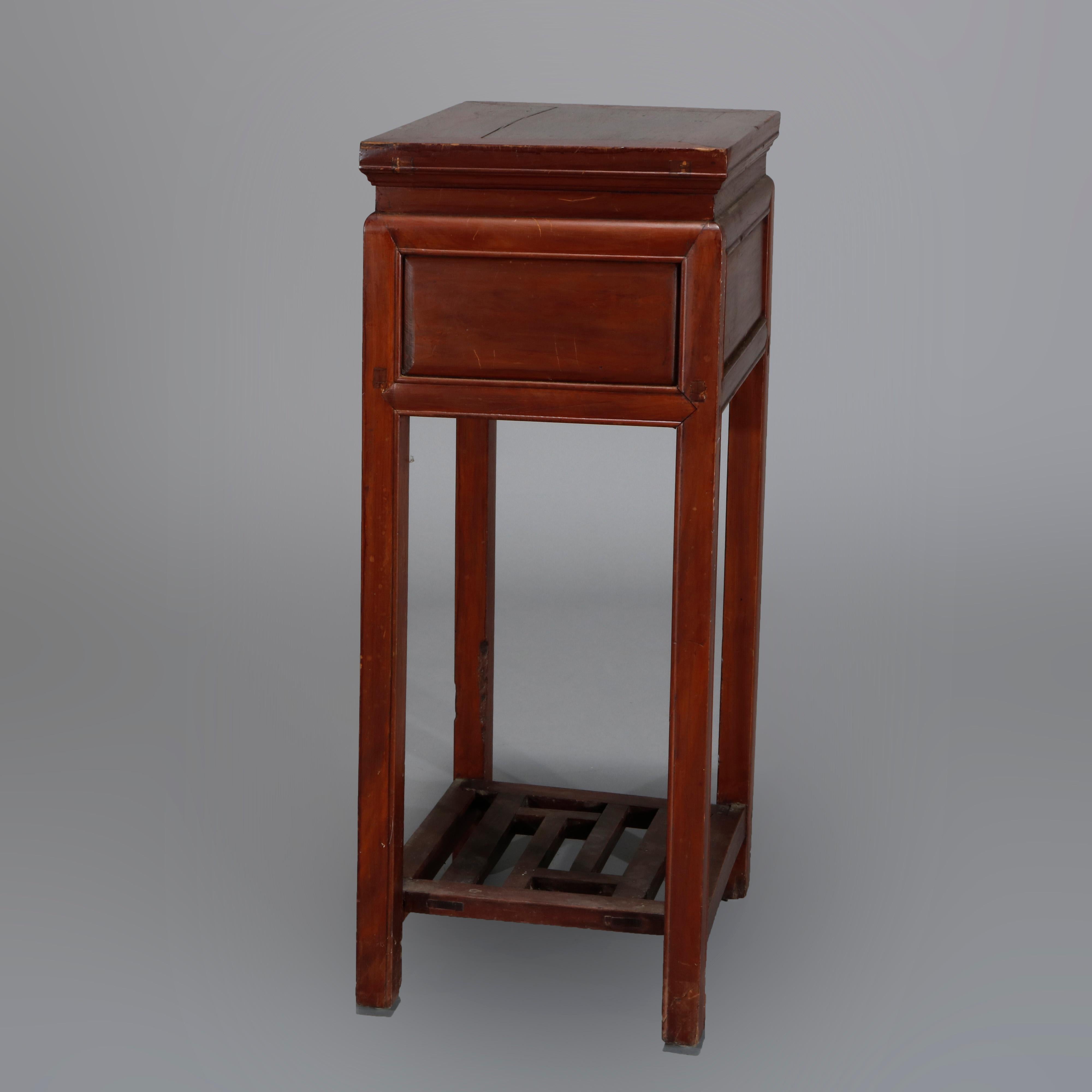 Antique Chinese Carved Hardwood Single Drawer Side Table, 19th Century 8