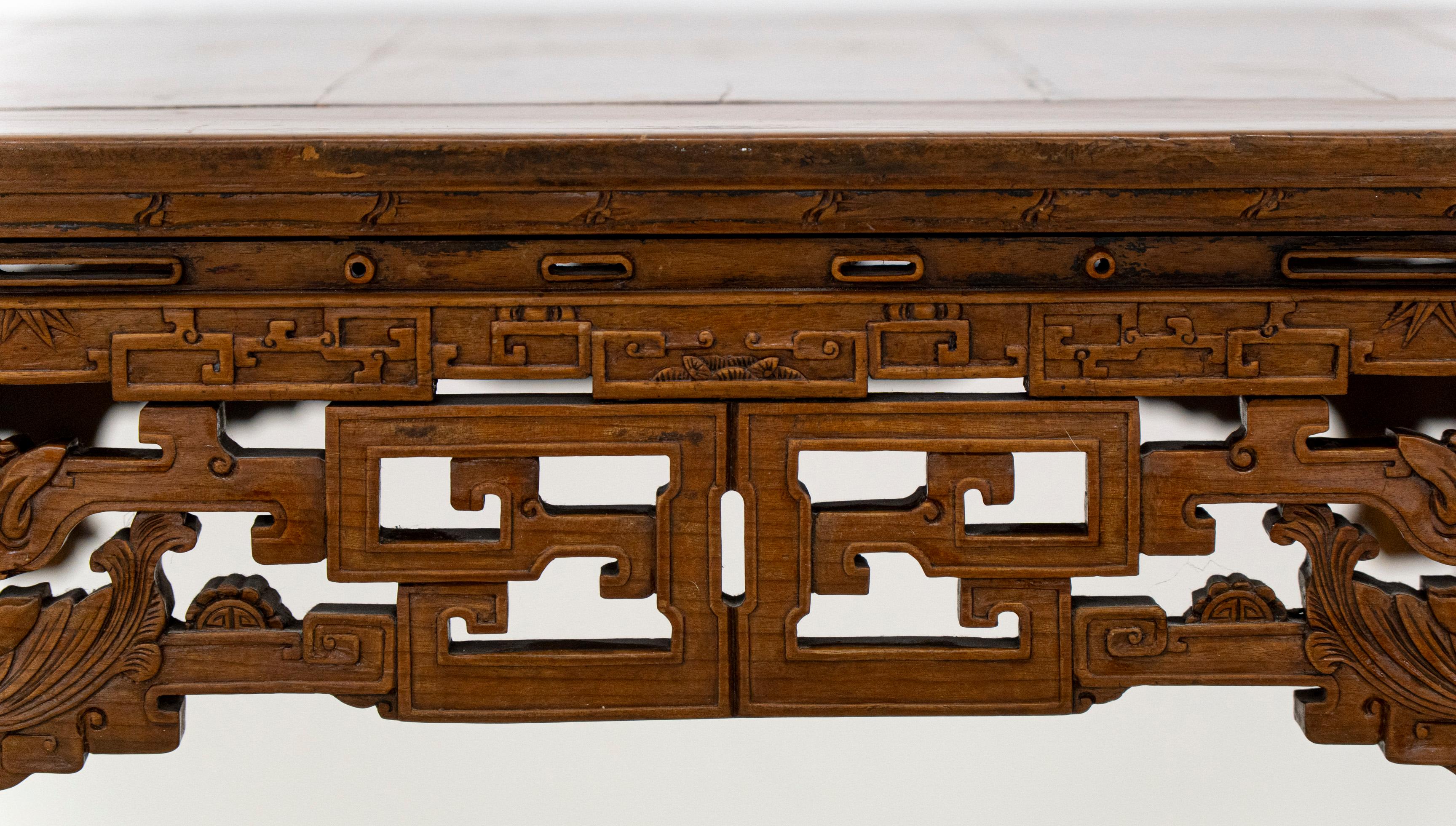 Unknown Antique Chinese Carved Hardwood Table For Sale