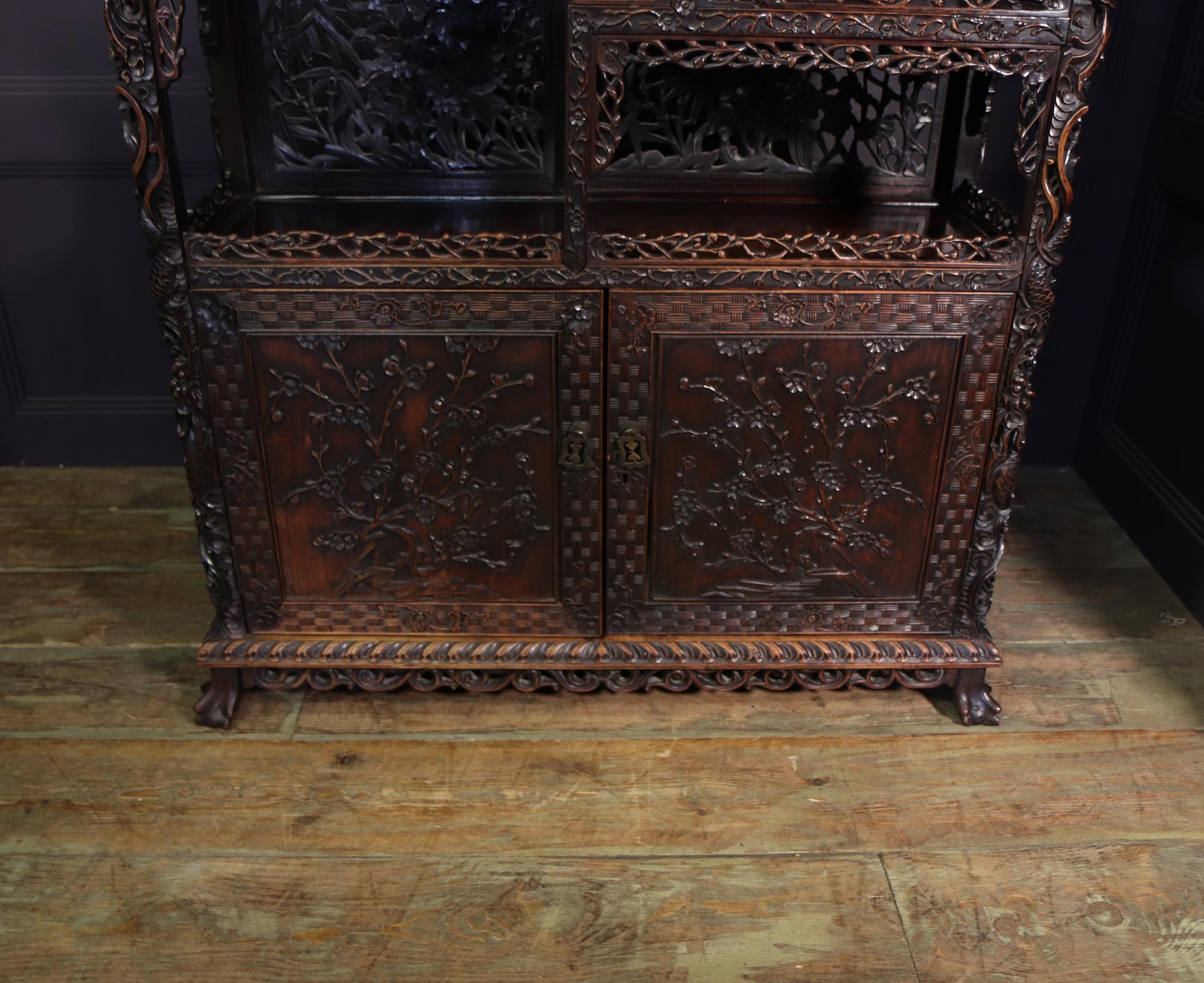 Antique Chinese Carved Hongmu Display Cabinet 2