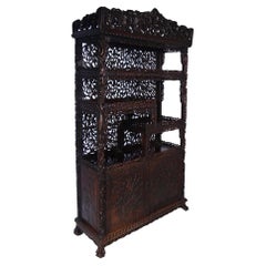 Antique Chinese Carved Hongmu Display Cabinet