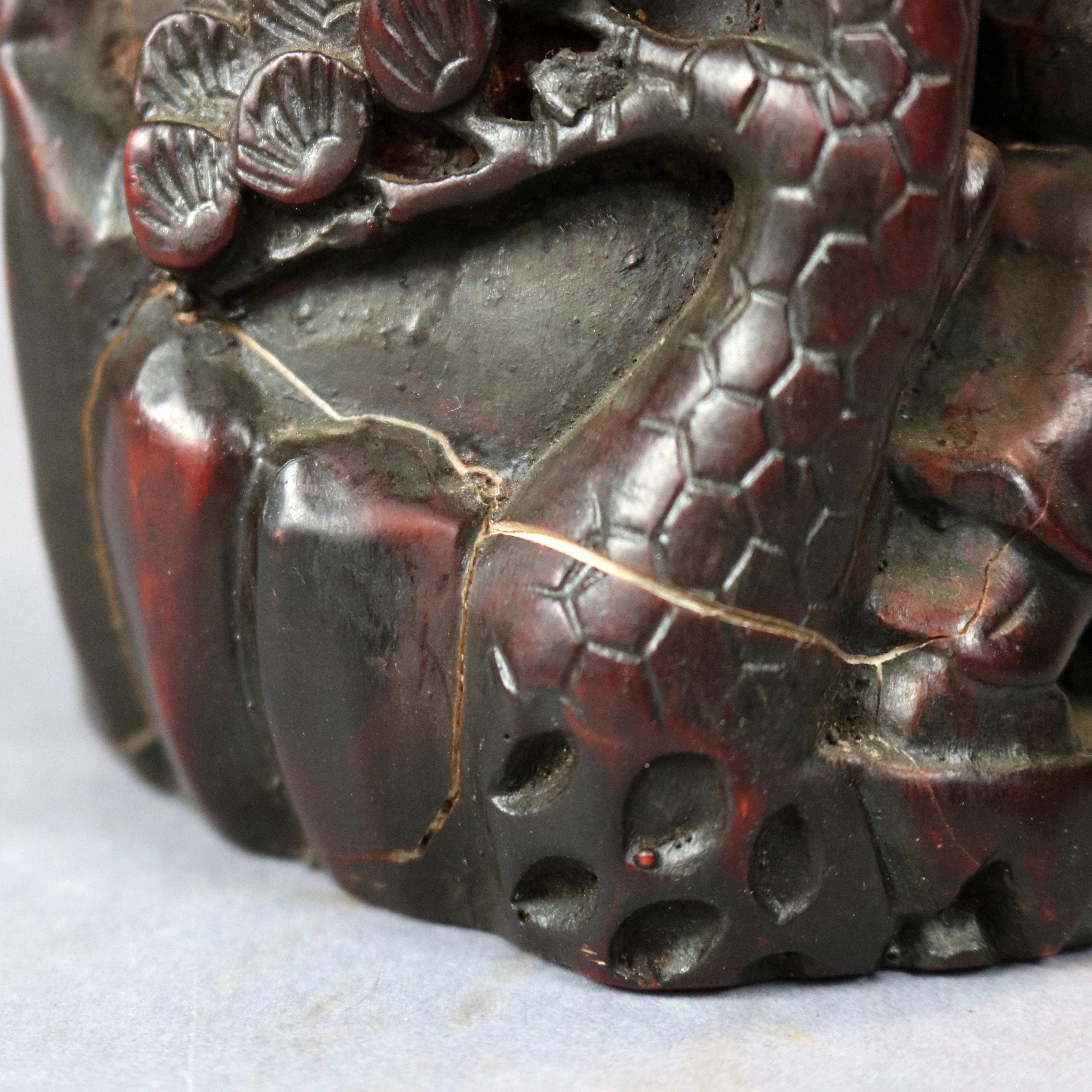 Antique Chinese Carved-In-Relief Resin Libation Cup, Genre Scene, 20th Century For Sale 1