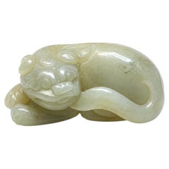 Antique Chinese Carved Jade Foo Dog Figurine, 19th Century Qing