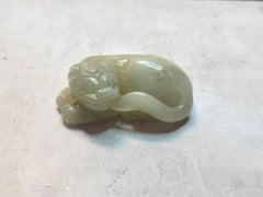 Antique Chinese Carved Jade Foo Dog Figurine, 19th Century Qing