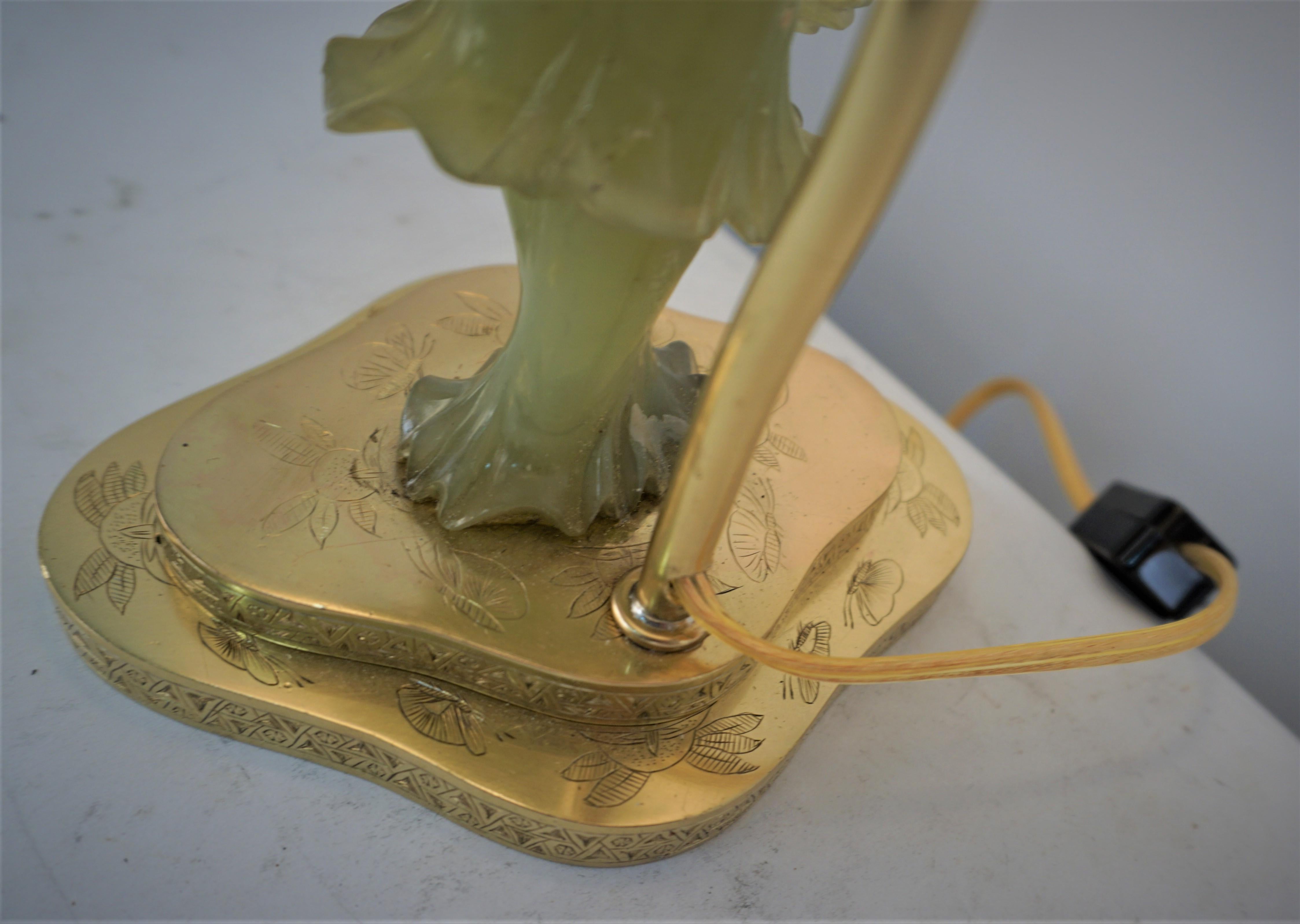 Antique Chinese Carved Jade Guan Yin Table Lamp 1