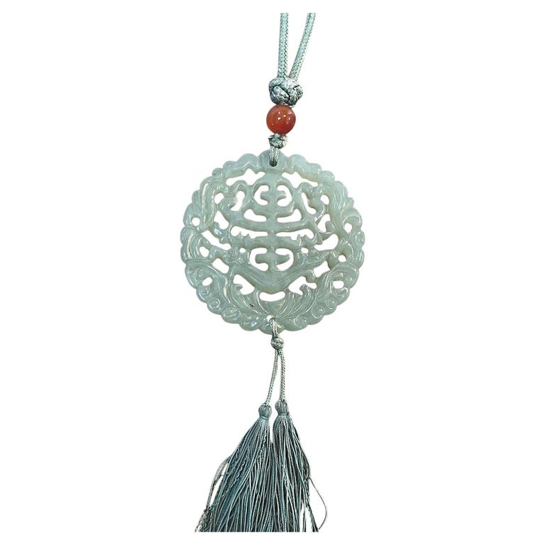 Collier Pendentif Jadéite Jade Naturel Noir Et Vert - Dragon Spatial, Plaqué Platine