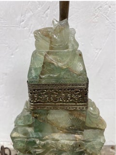 Antique Chinese Carved Jade Table Lamp, Circa 1920