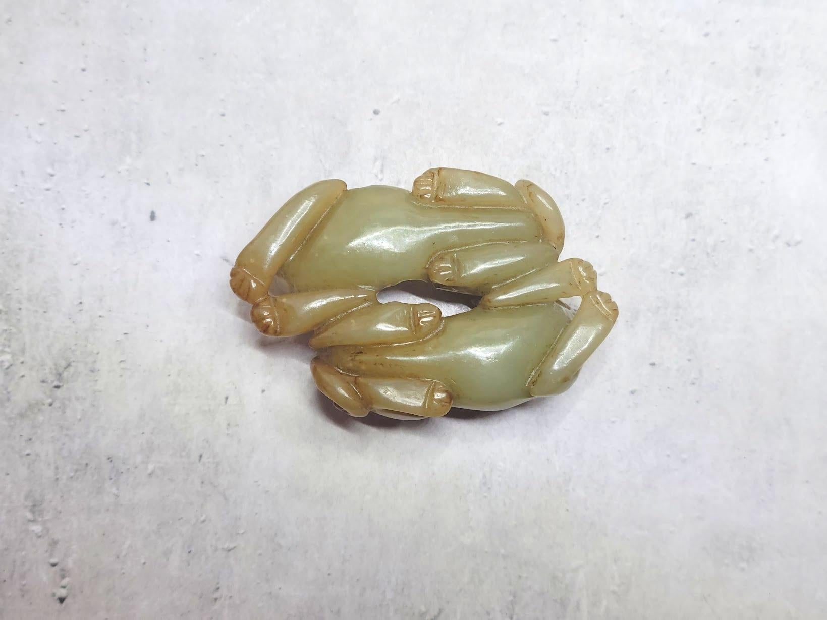 Women's or Men's Antique Chinese Carved Jade Two Dogs