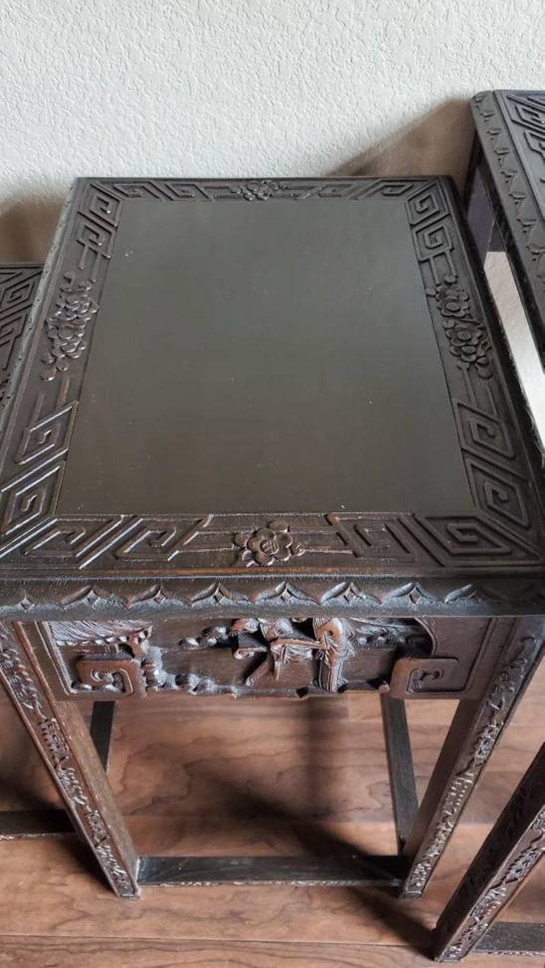 20th Century Antique Chinese Carved Nesting Tables