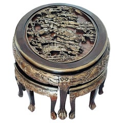 Antique Chinese Carved Opium Coffe Table6 Chairs Laverne Style