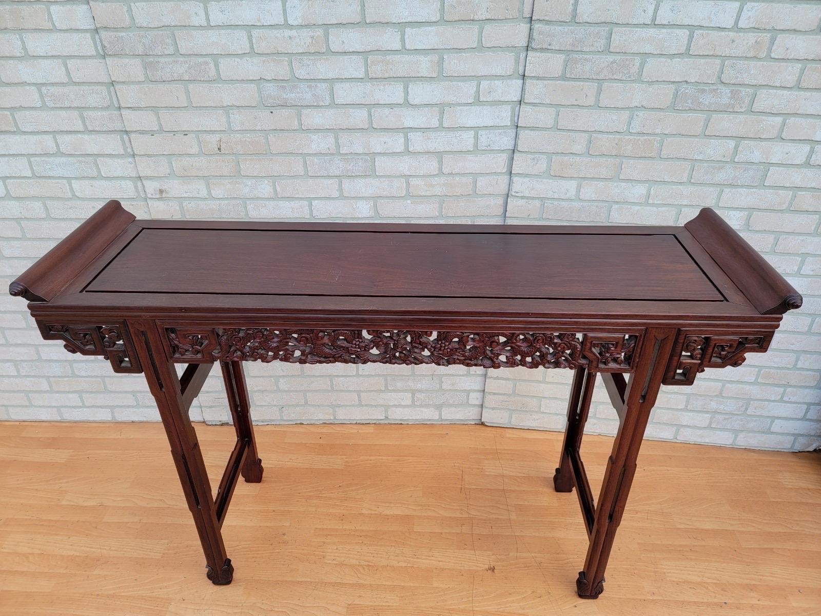 Antique Chinese Carved Ornate Rosewood Altar Console Table 3