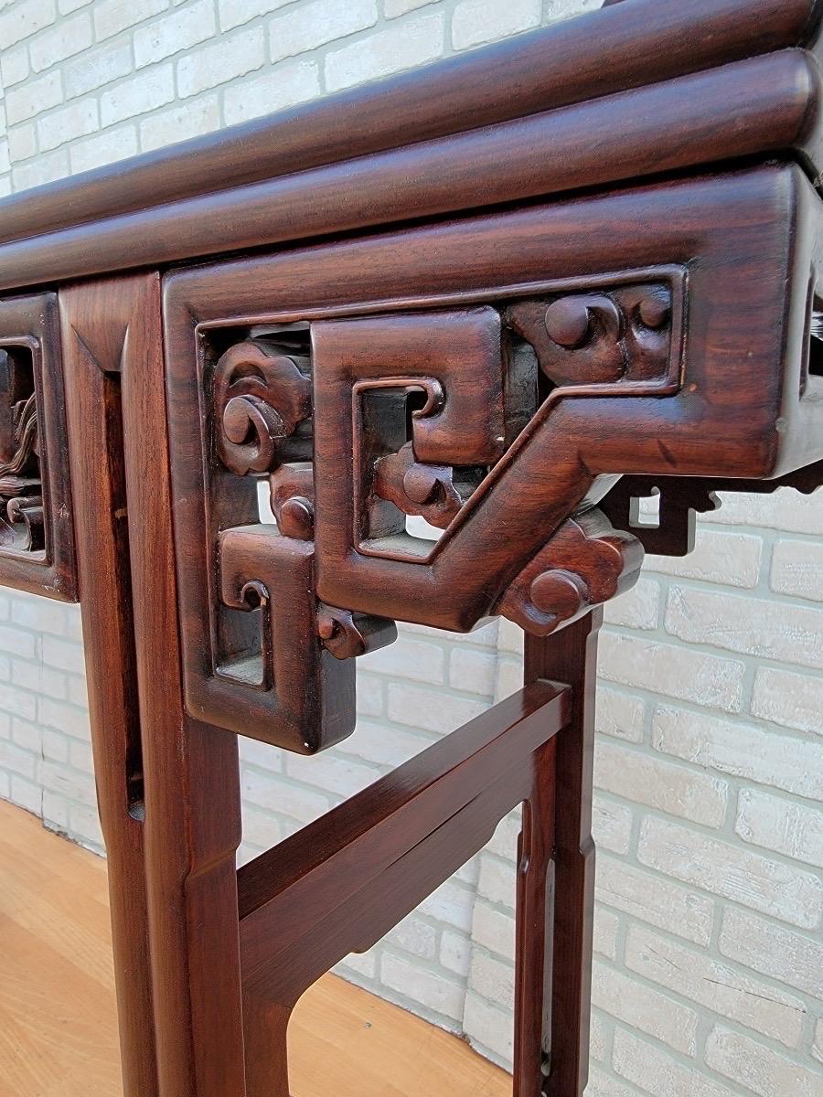 Antique Chinese Carved Ornate Rosewood Altar Console Table 1