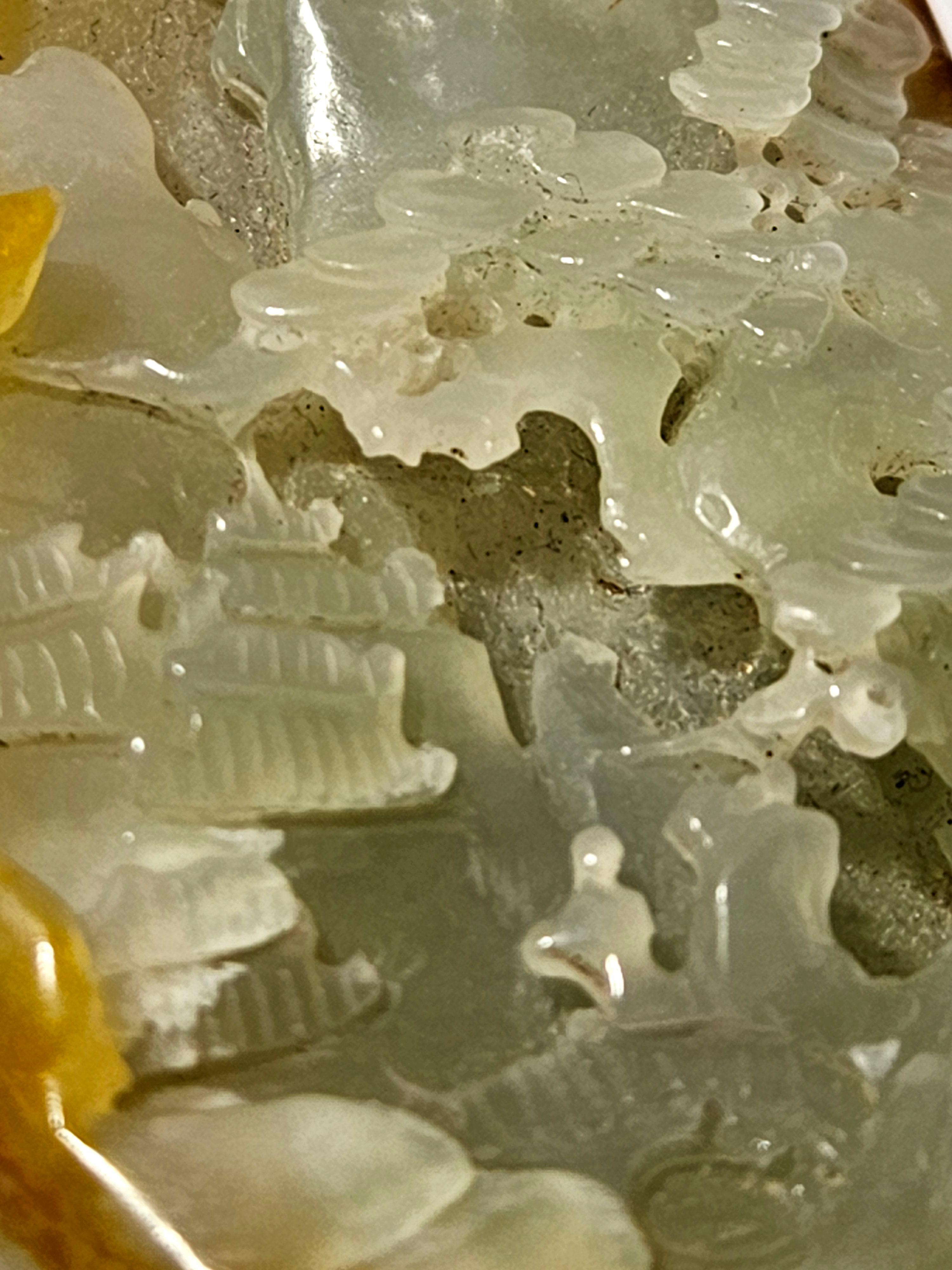 Autre Antique galet chinois sculpté Hetian Jade blanc Ric#JD013 en vente