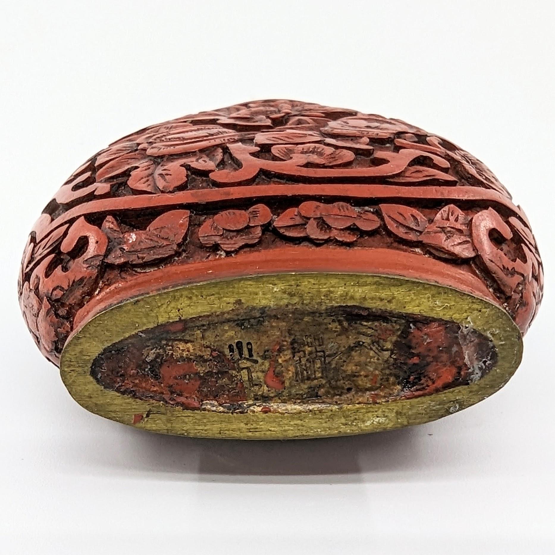 Antique Chinese Carved Cinnabar Lacquer Snuff Bottle Melons 19c Qing Daoguang Mk For Sale 5