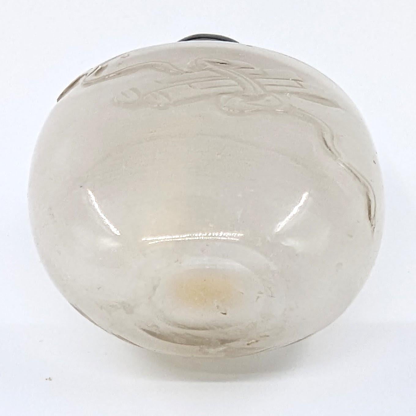 Antique Chinese Carved Rock Crystal Snuff Bottle Tiger's Eye Stopper 19c Qing For Sale 5