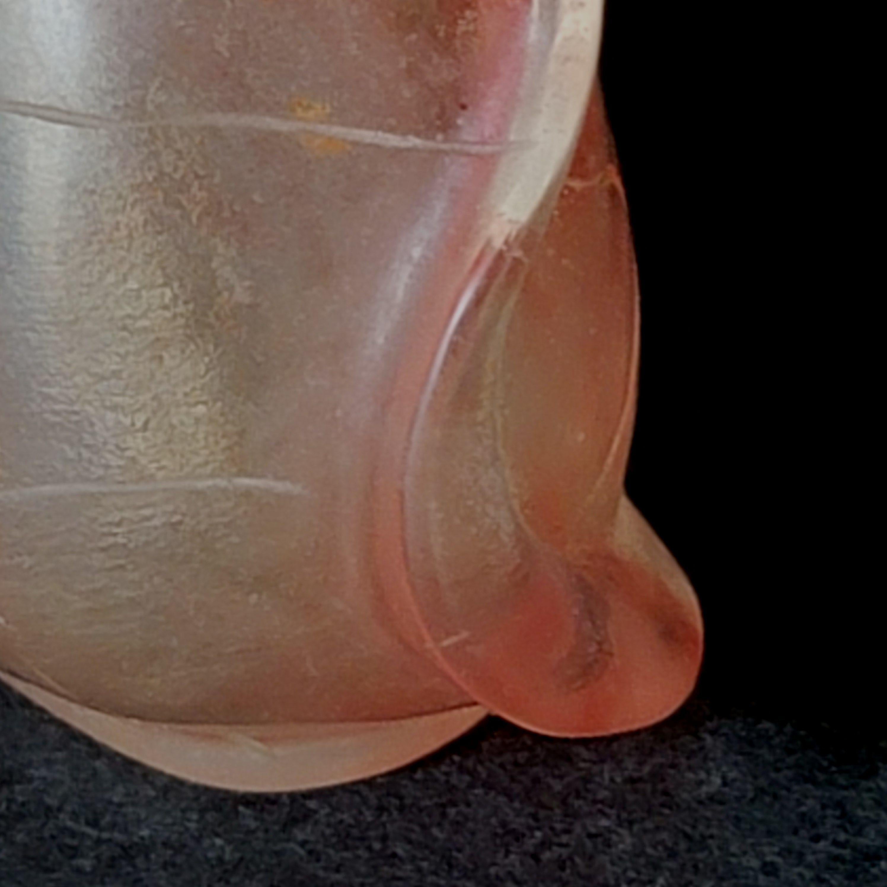 Antique Chinese Carved Rock Crystal with Pink Grain Snuff Bottle, 19th Century For Sale 1