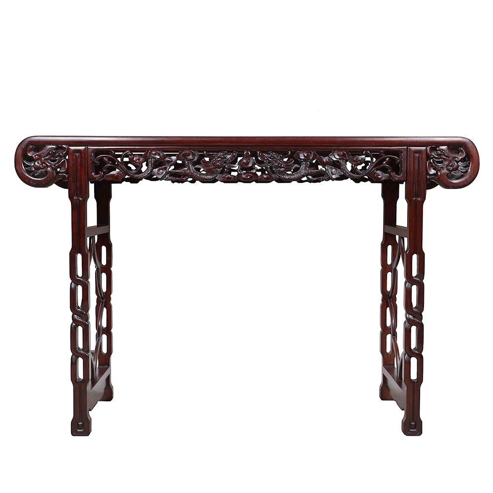 Antique Chinese Carved Rosewood Altar Table, Sofa Table, Entry Console 5