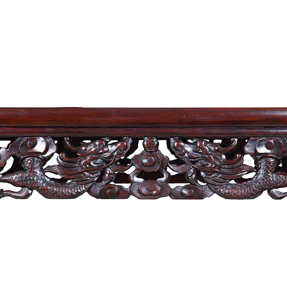 Antique Chinese Carved Rosewood Altar Table, Sofa Table, Entry Console In Fair Condition In Pomona, CA