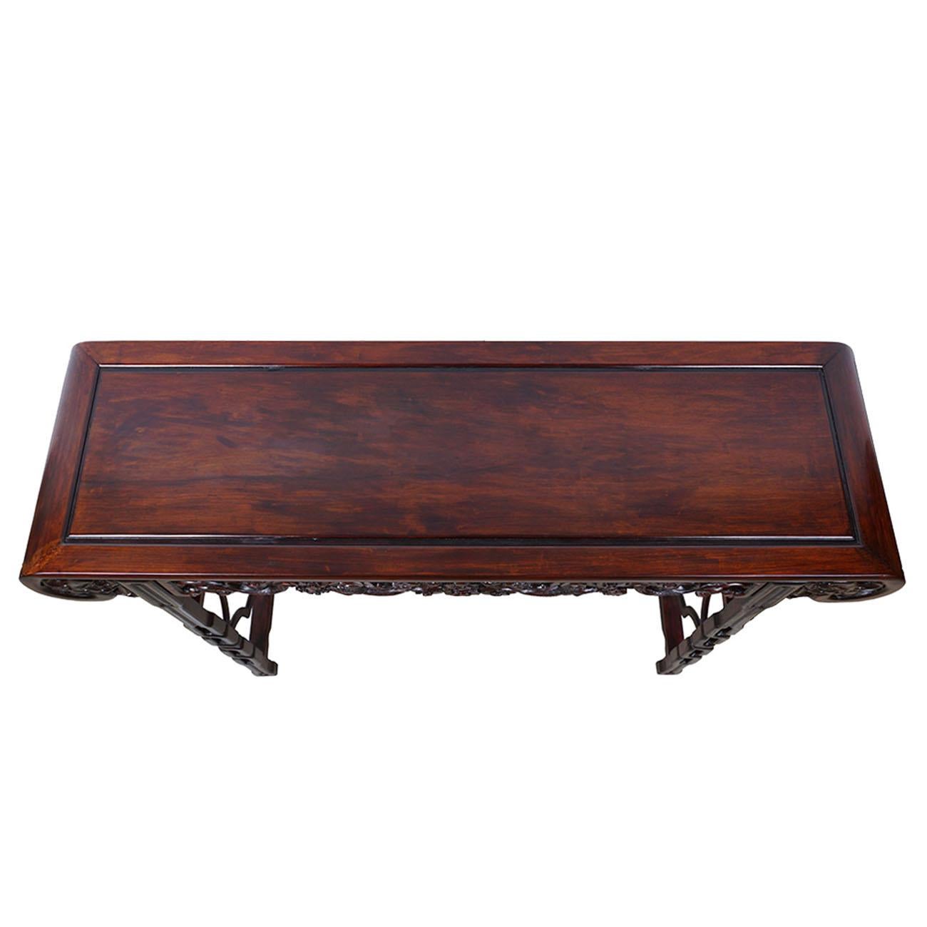 Antique Chinese Carved Rosewood Altar Table, Sofa Table, Entry Console 1