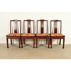 Antique Chinese Carved Rosewood Dining Chairs With Mother of Pearl Inlay, 1890s