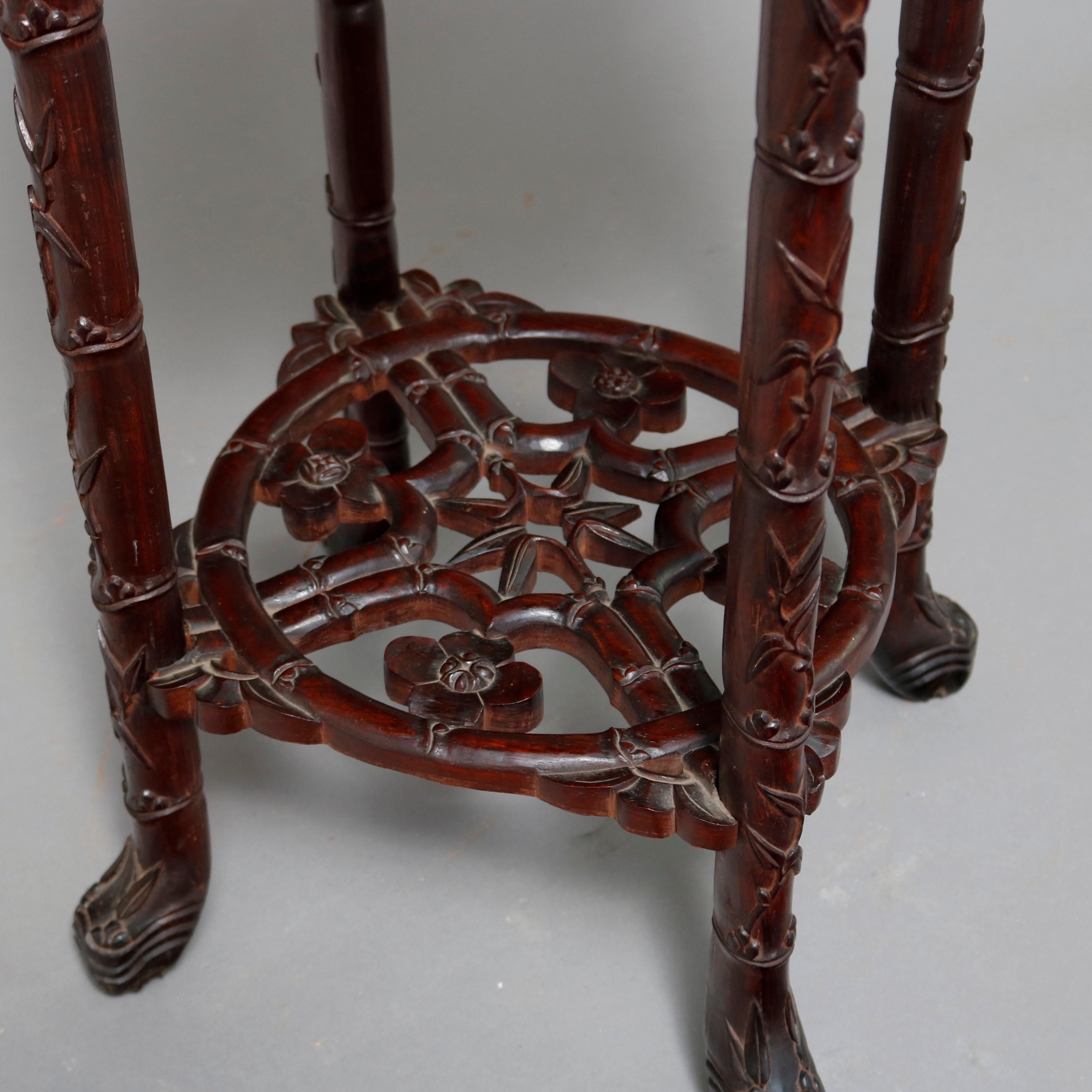 Antique Chinese Carved Rosewood and Marble Sculpture Display Stand, circa 1900 3