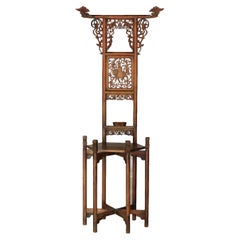 Antique Chinese Carved Rosewood Wash Stand with Elephant & Figure C1920