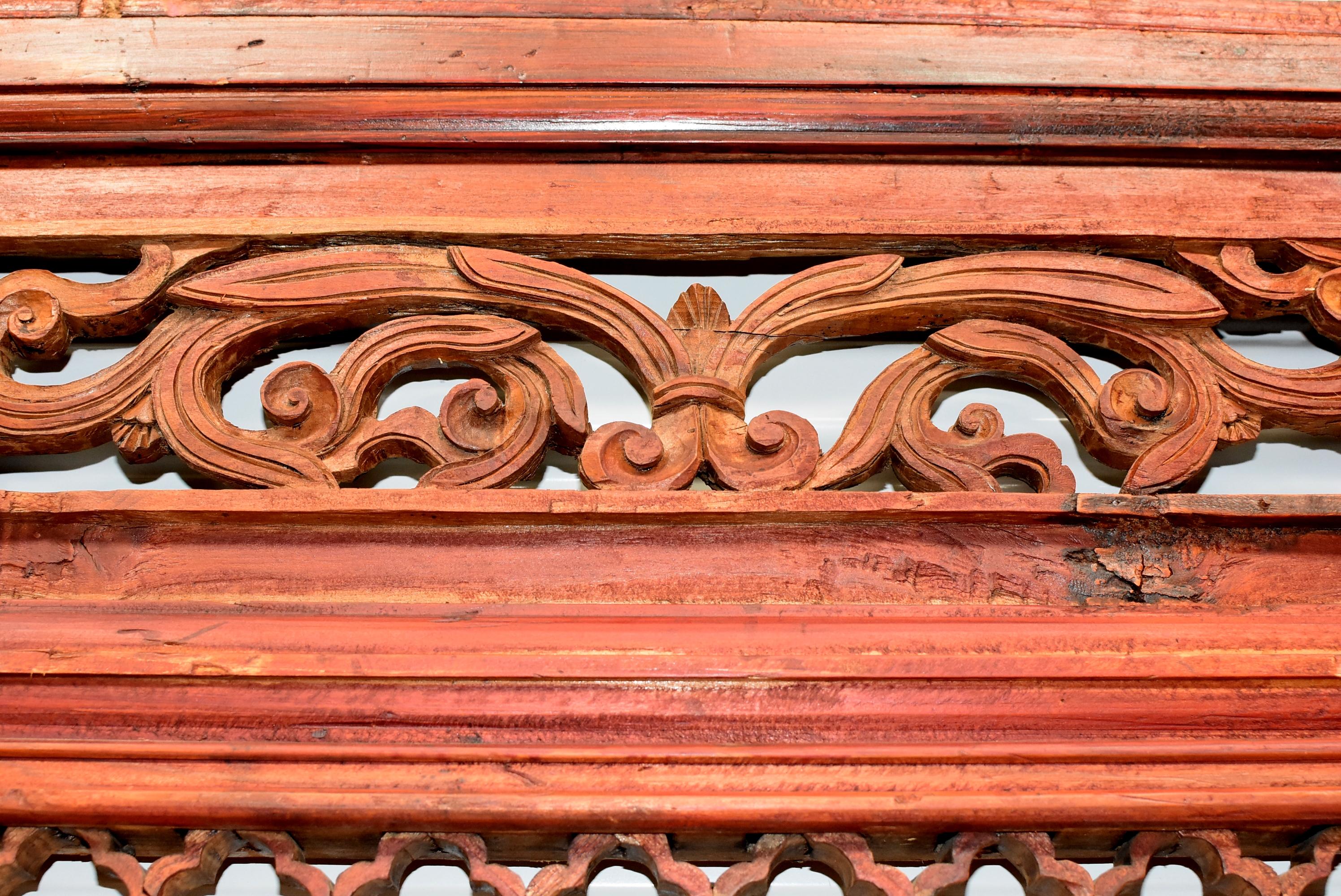 Antique Chinese Carved Screen, Clover Pattern For Sale 3