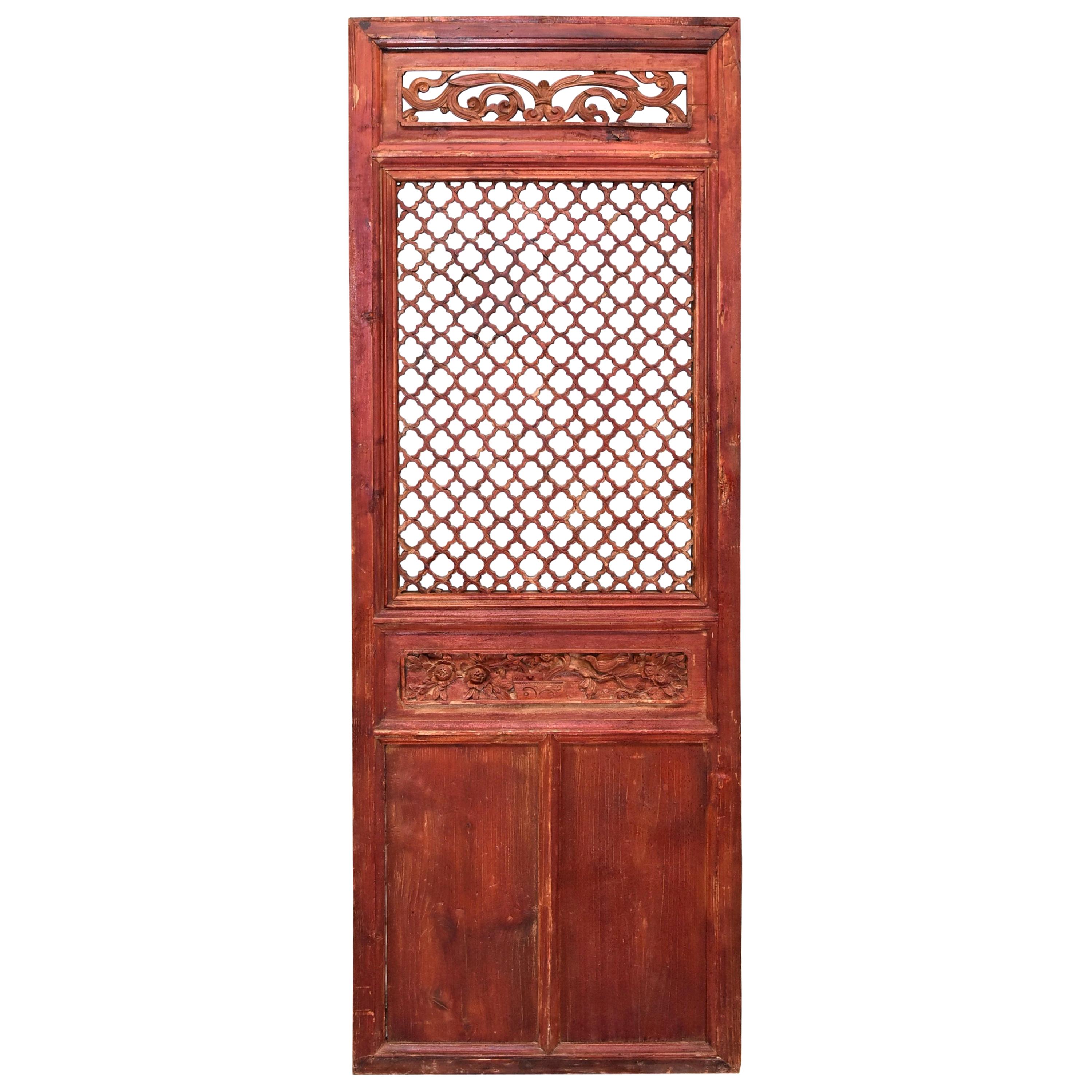 Antique Chinese Carved Screen, Clover Pattern