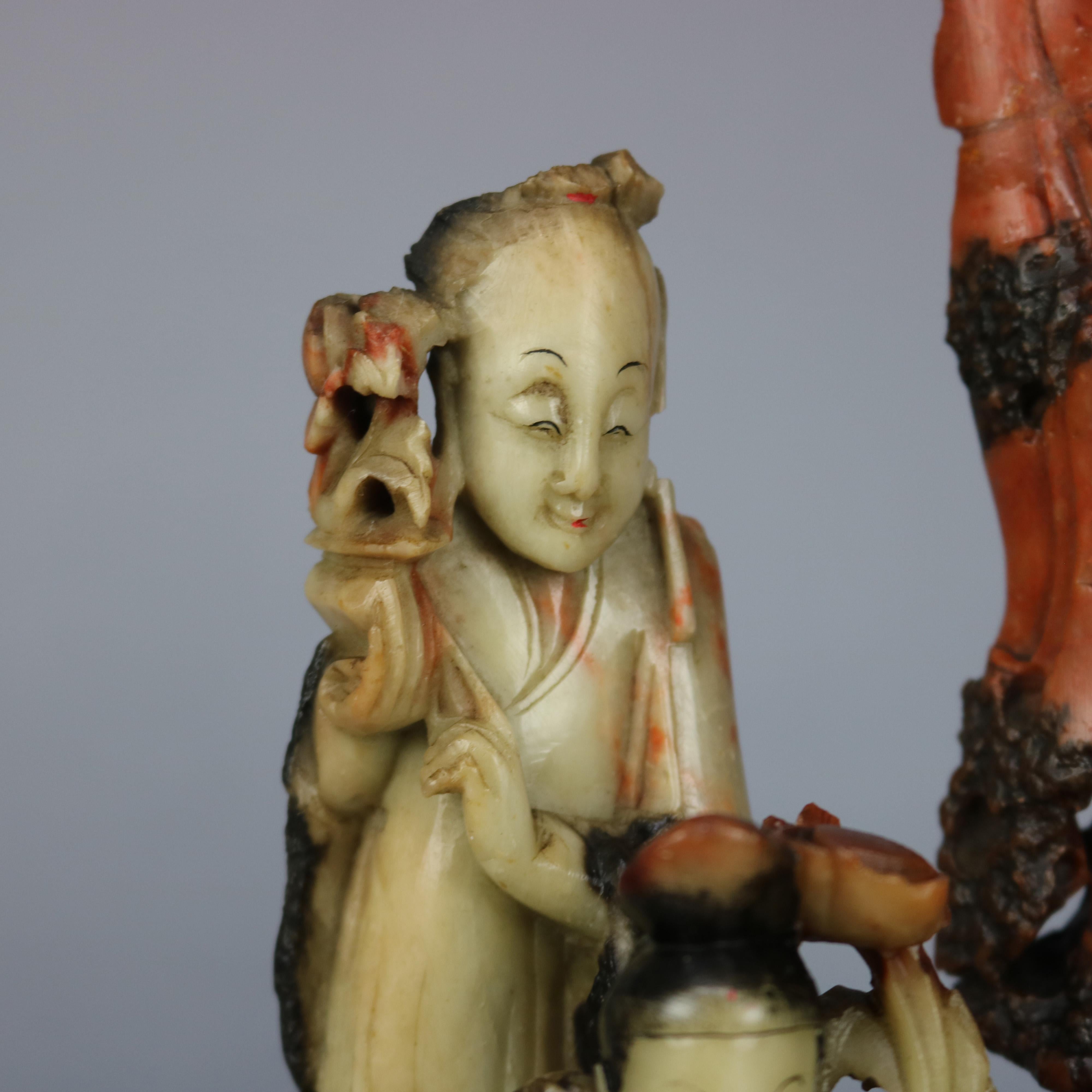Antique Chinese Carved Soapstone Grouping of Ten Scholar Immortals, Circa 1890 3
