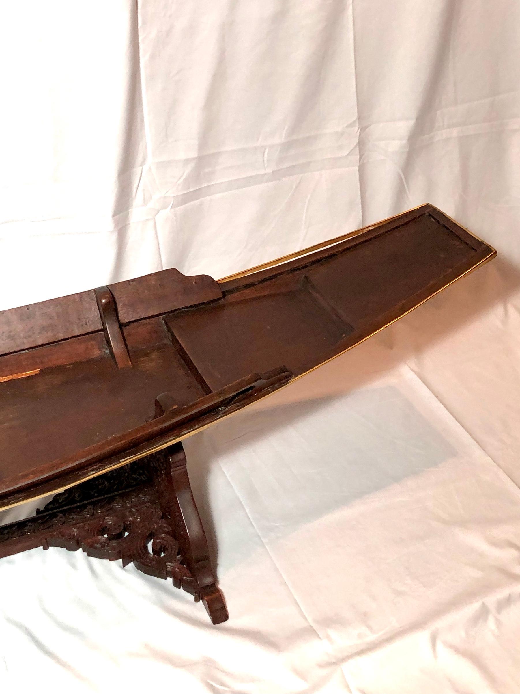 Antique Chinese Carved Teak Sailing Boat Centerpiece, circa 1900 In Good Condition For Sale In New Orleans, LA