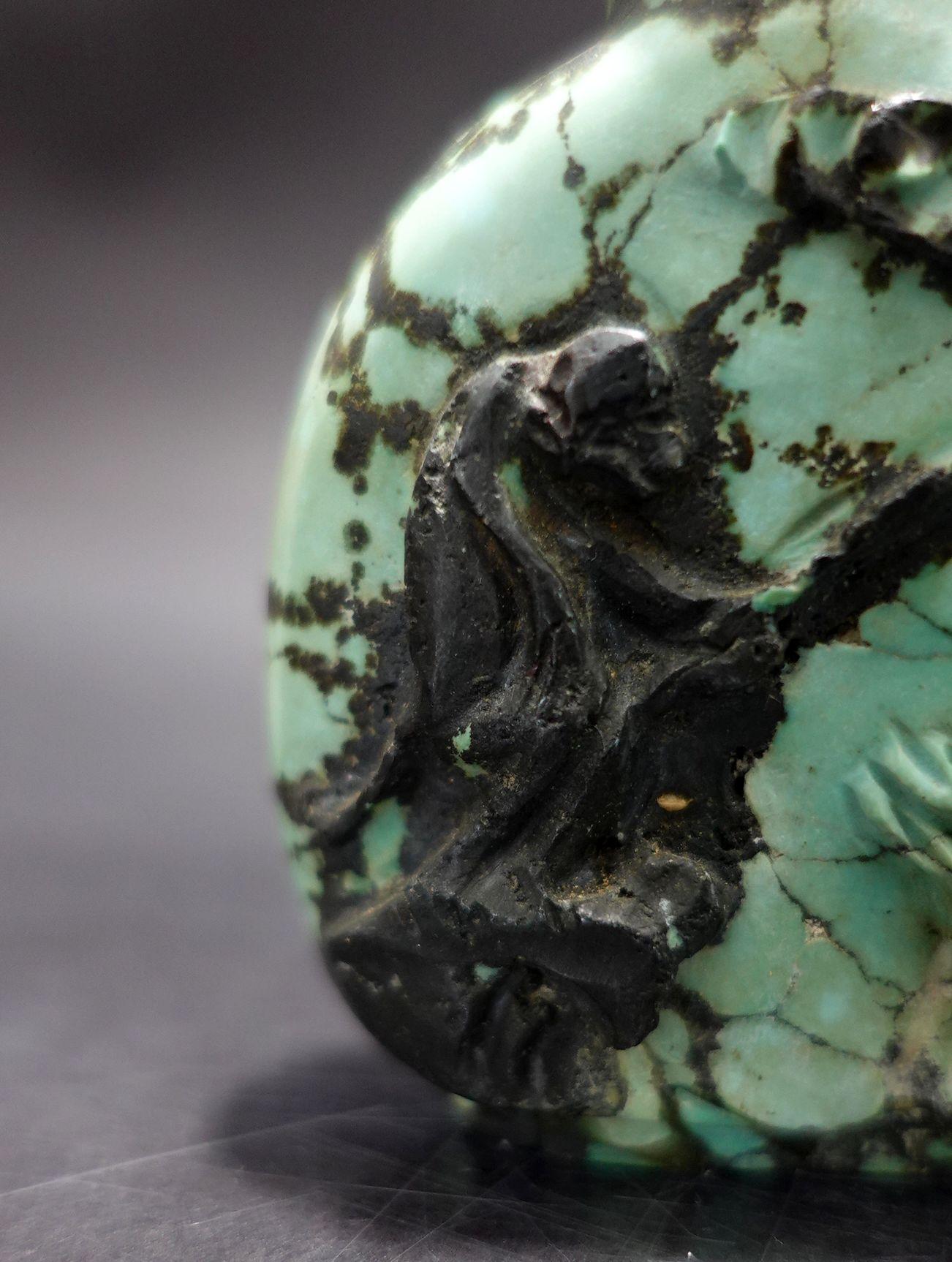 Agate Antique Chinese Carved Tibetan turquoise Snuff Bottle, 19th Century For Sale