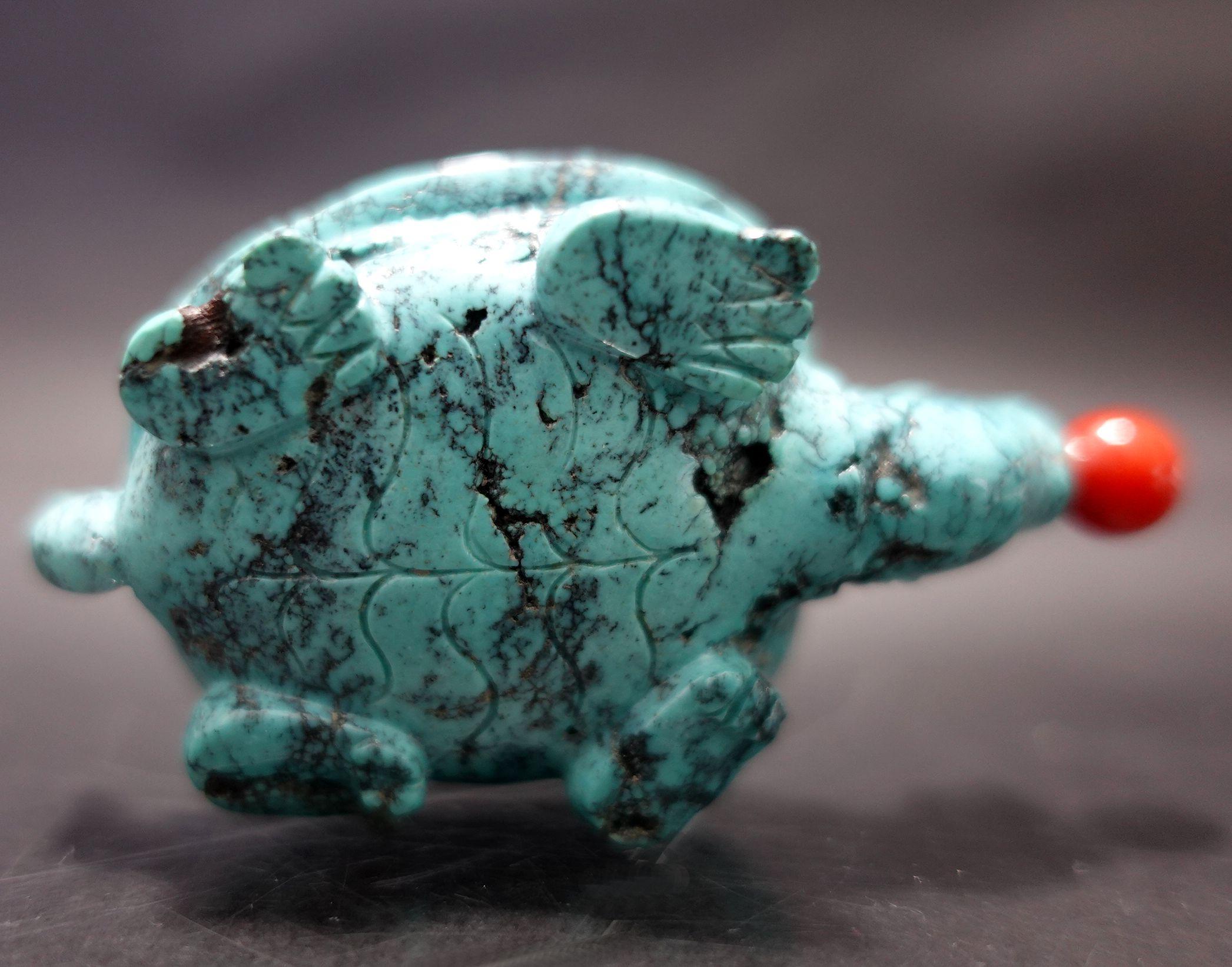 Antique Chinese Carved Turquoise Turtle Snuff Bottle, 19th Century For Sale 7